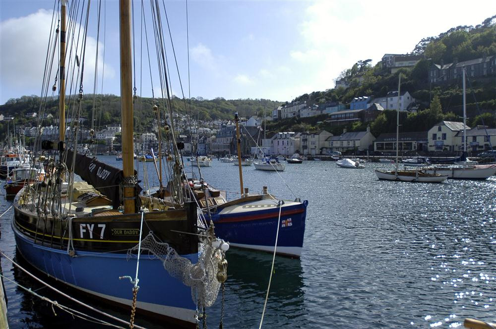 The vibrant Looe harbour nearby