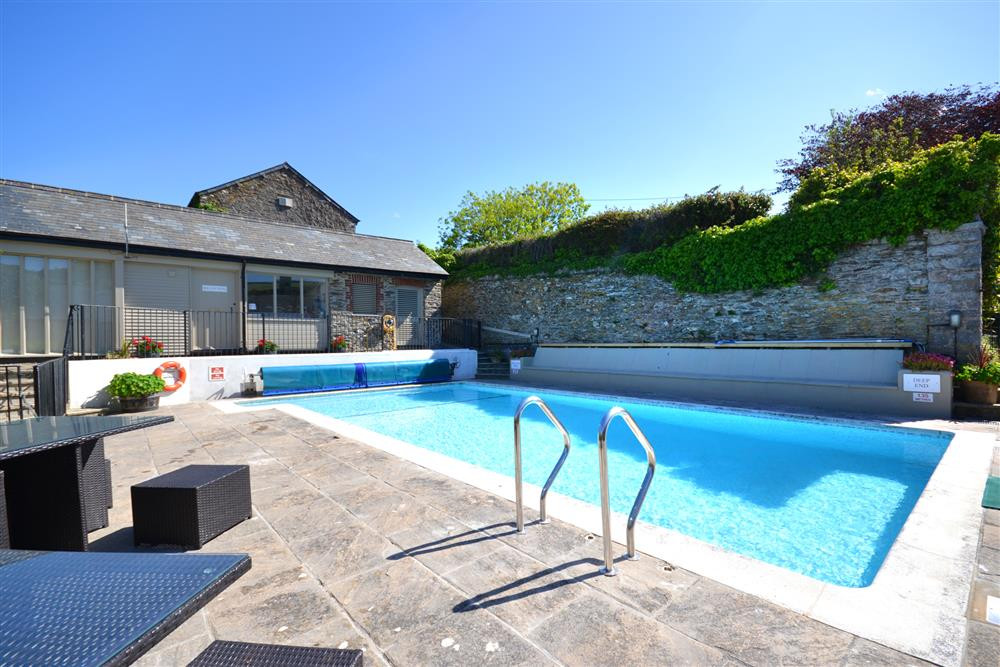 The outdoor swimming pool at Court Barton.