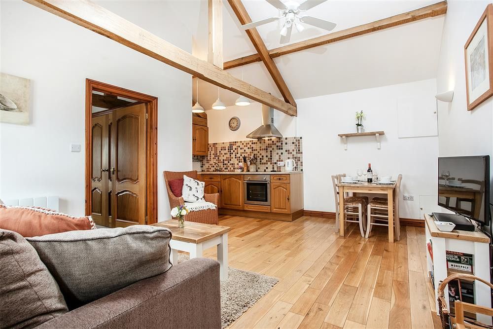 High oak beamed ceilings and oak floors