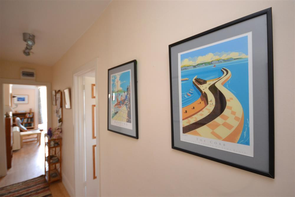 Colourful hallway leading to the living room.