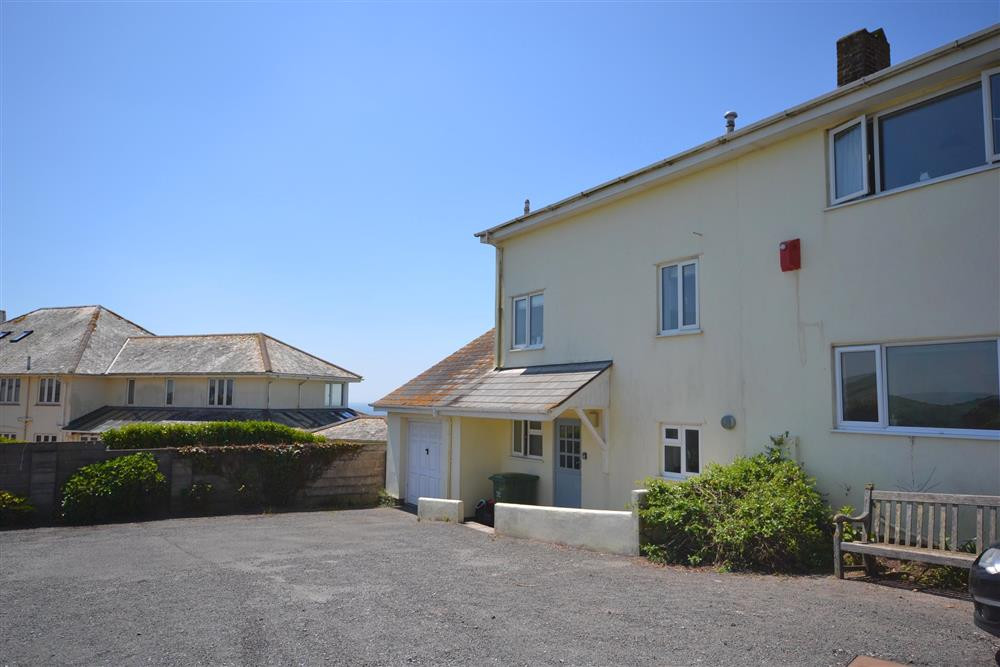 The entrance, with ample parking.