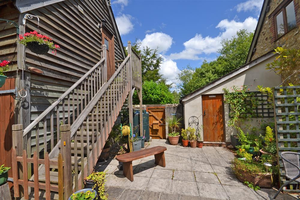 The outside patio seating area for The Lodge