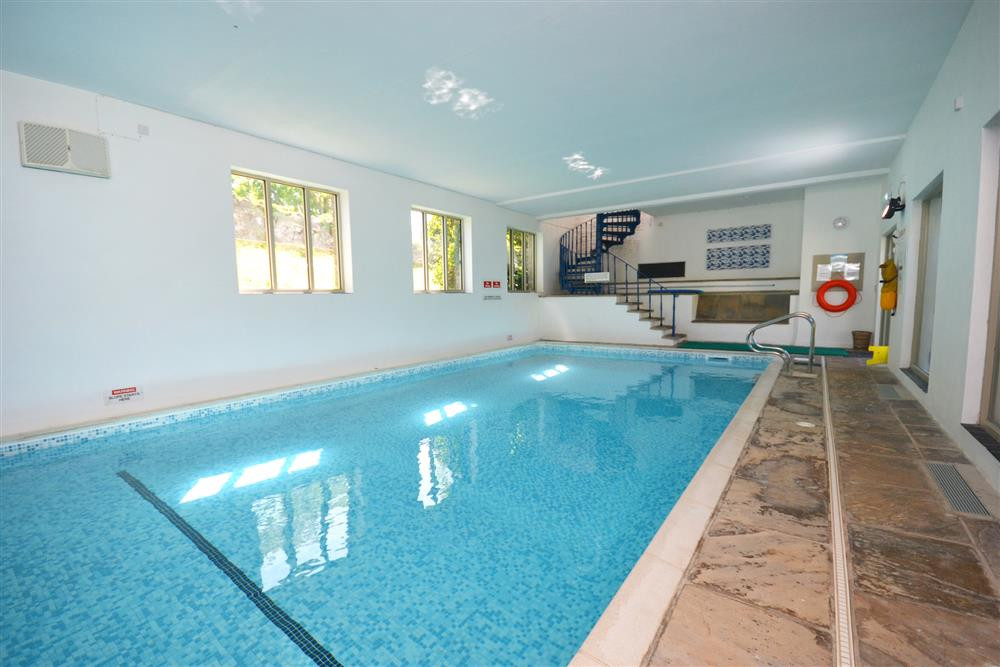 The indoor heated swimming pool.