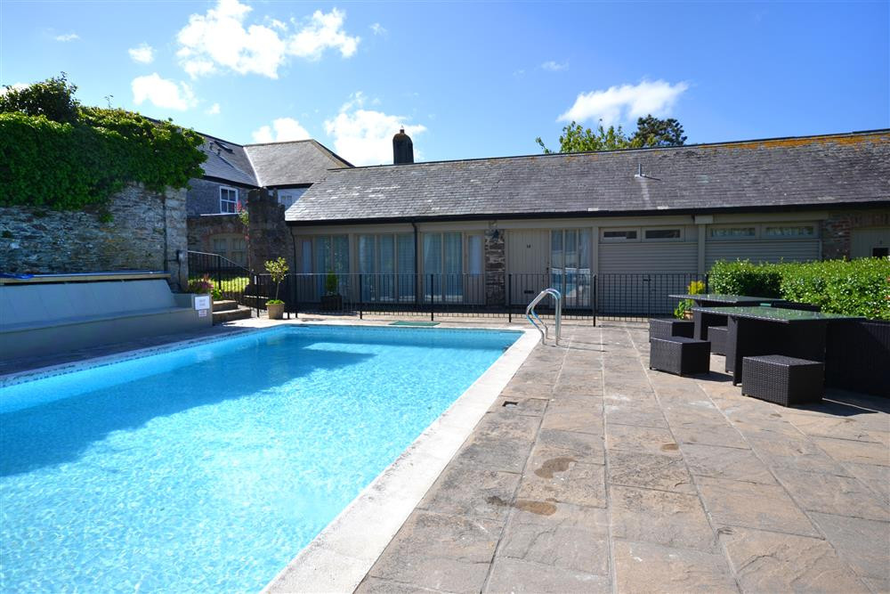 Another view of the outdoor heated swimming pool.