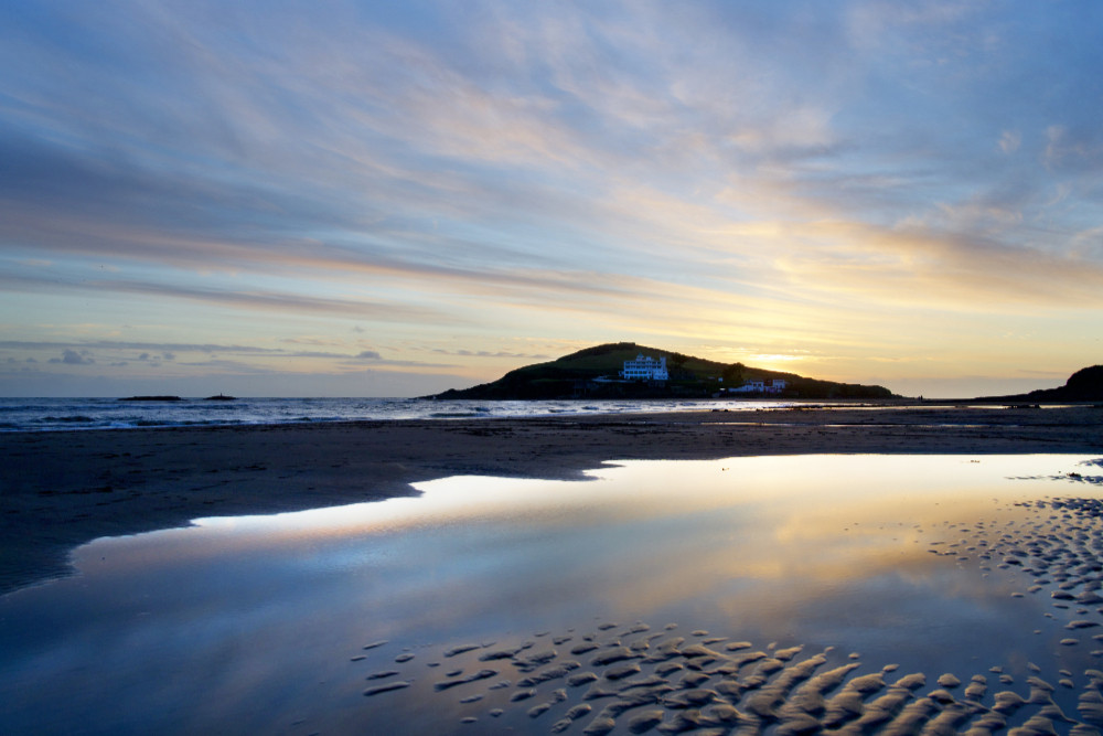 Bantham Beach and Burgh Island sunset