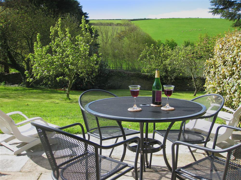 The sheltered, sunny patio at the cottage.