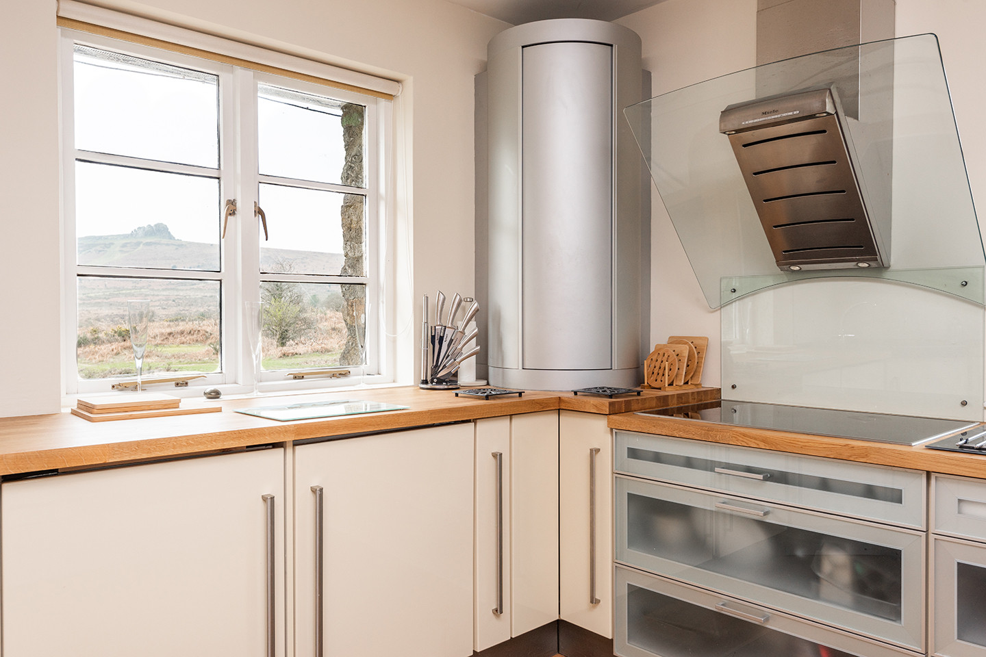 Fitted kitchen with views to Haytor rocks.