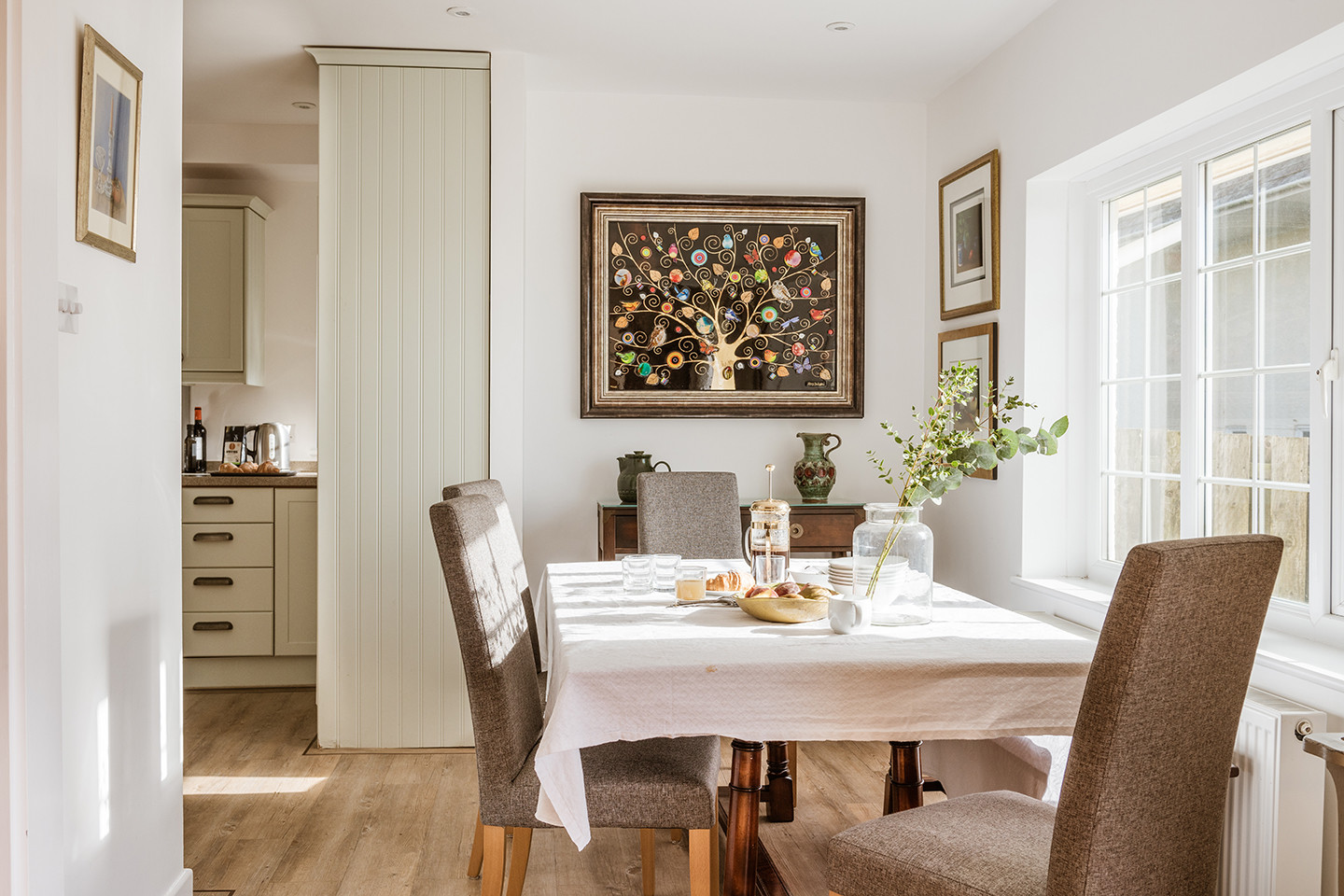 The sun dappled Dining area.