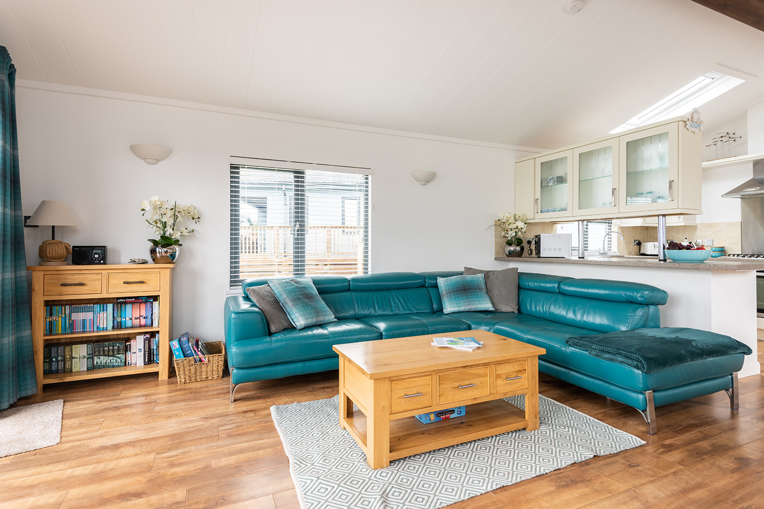 The sitting room with large L shaped sofa.