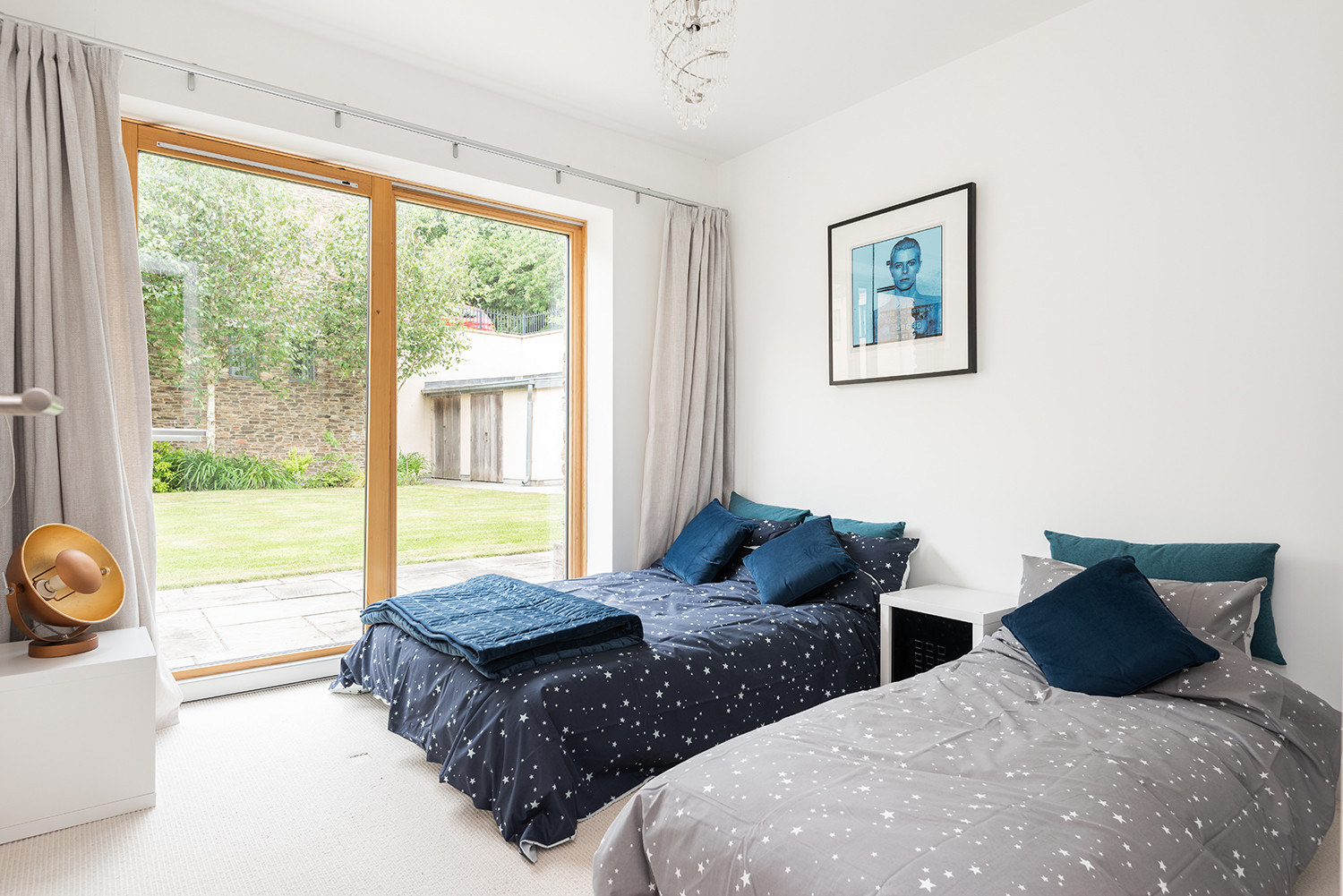 Second sitting room with small double sofa bed and small single chair bed 