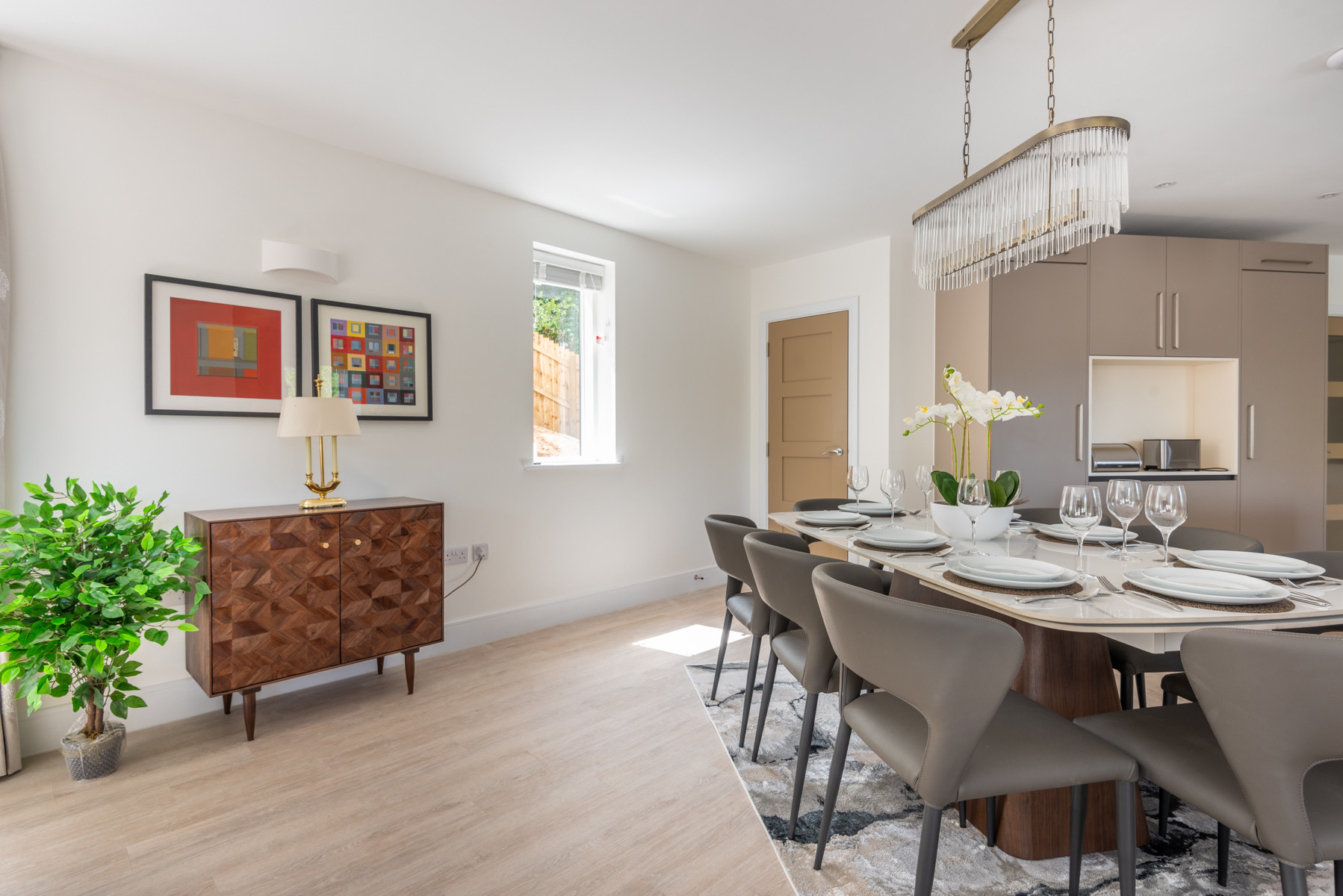 Open  plan kitchen diner with lounge area on the ground floor