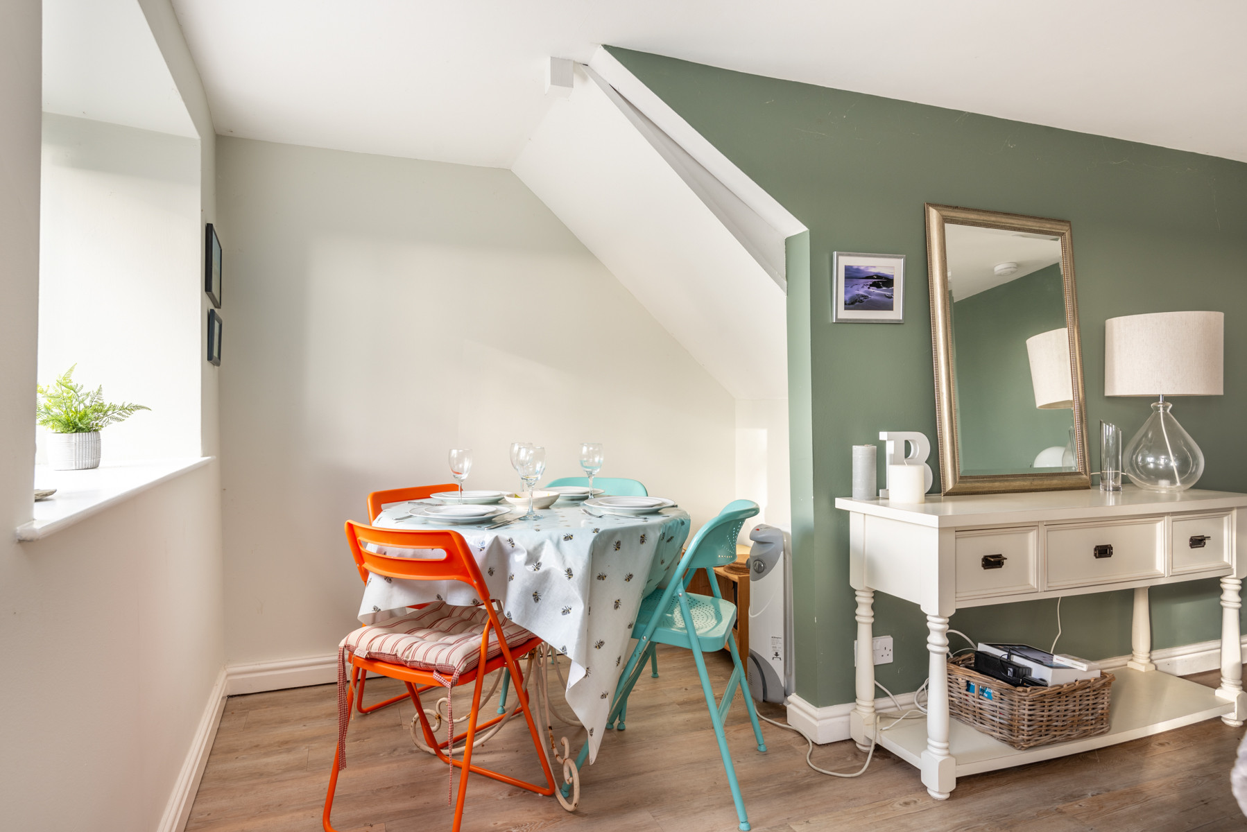 Dining table by the light of the window