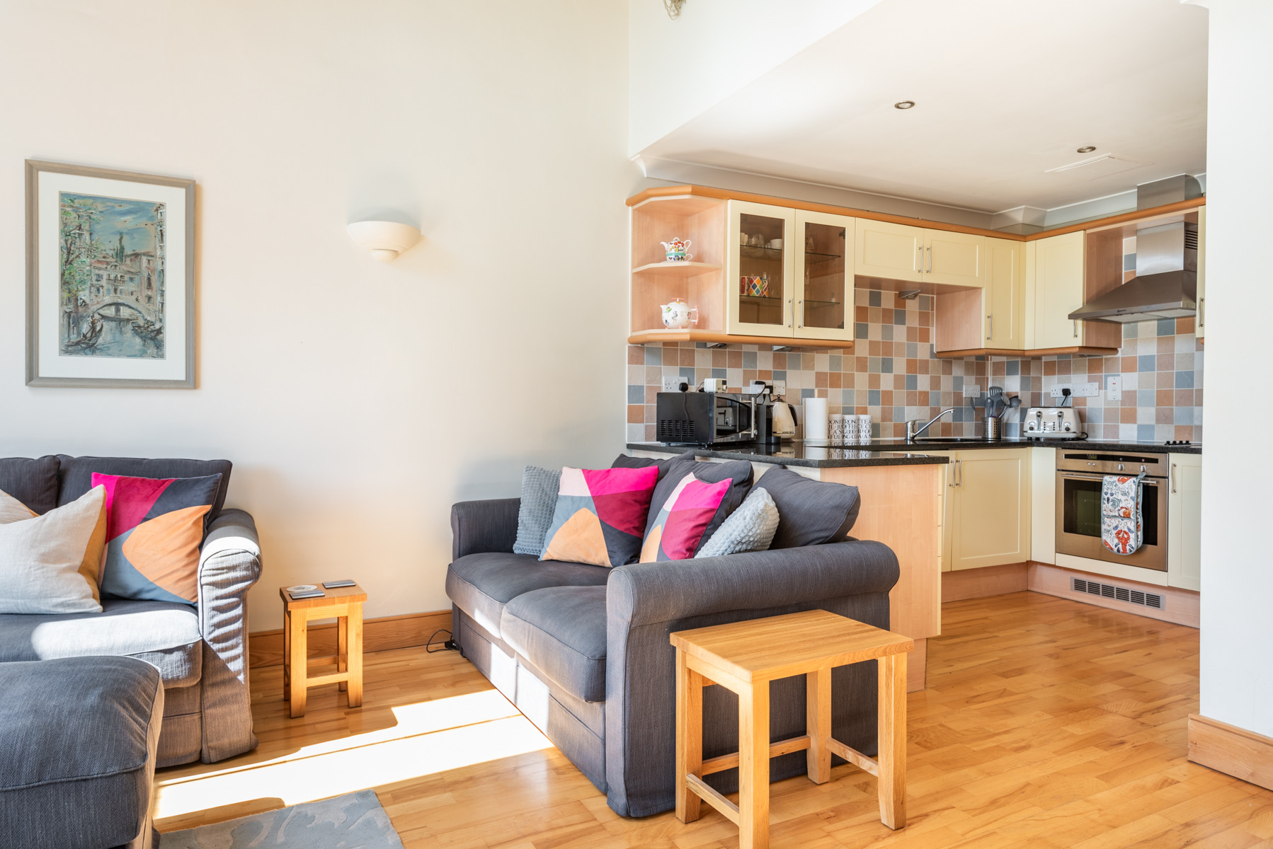 Comfortable lounge with well equipped kitchen.