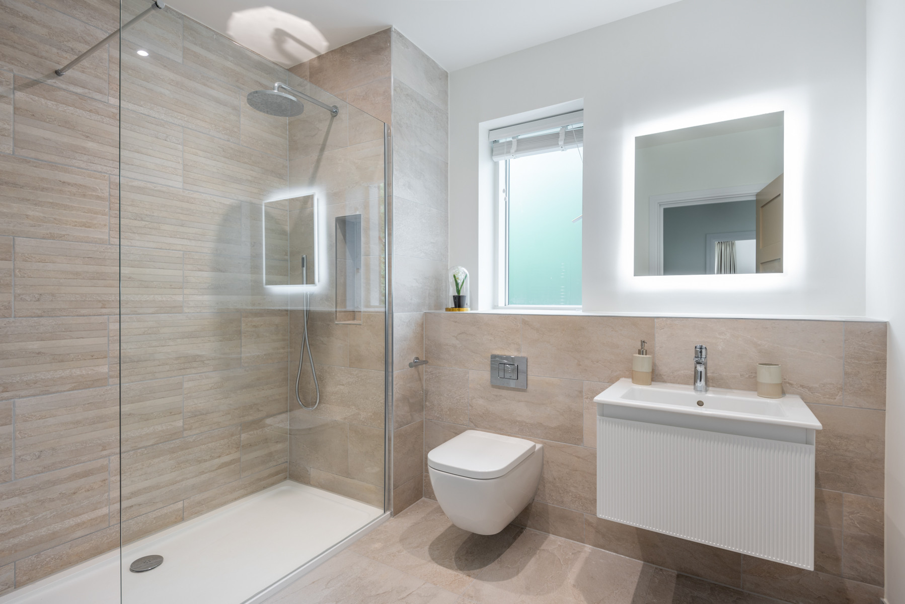 Modern bathrooms throughout