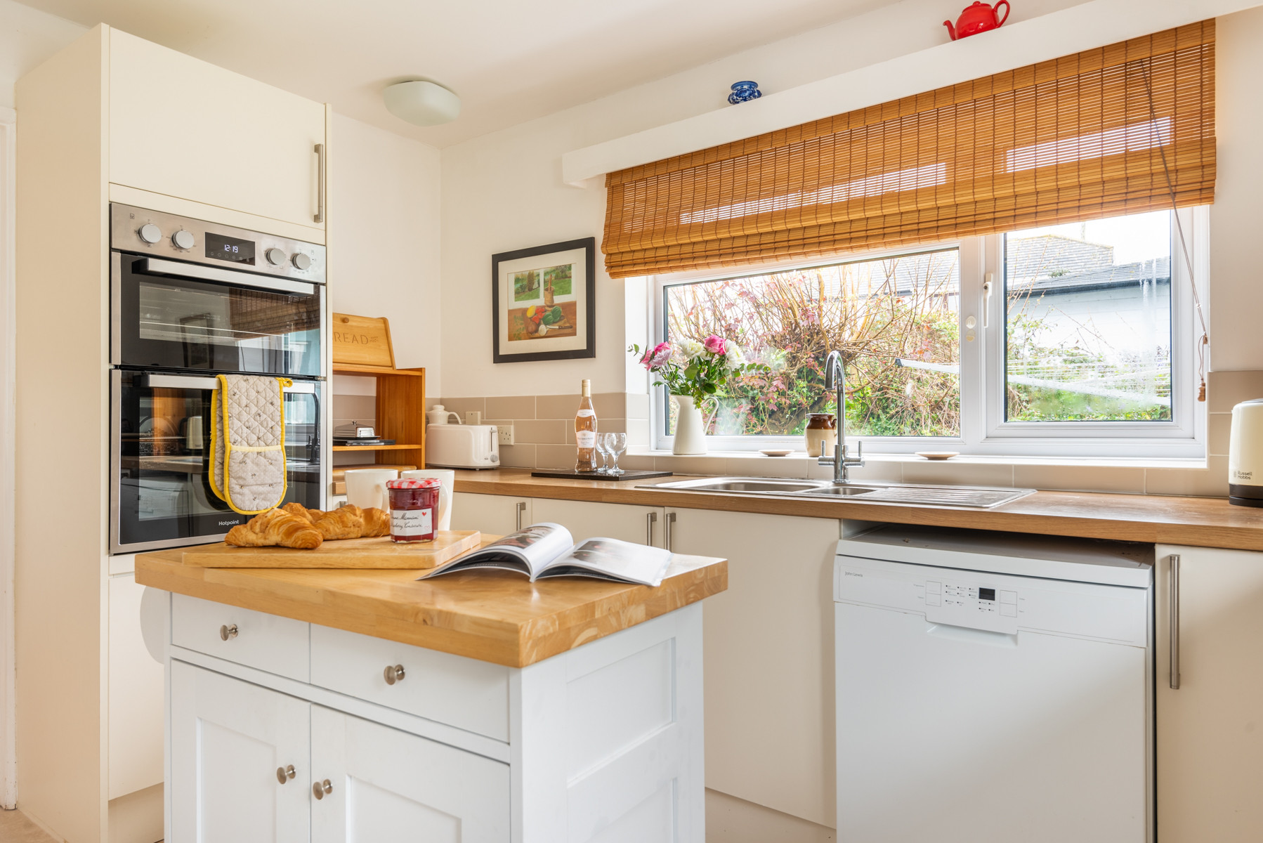 The kitchen has plenty of space for food prep