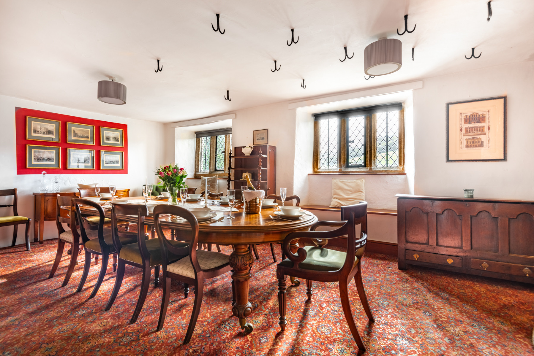 Dining room with seating for 10 & woodburner
