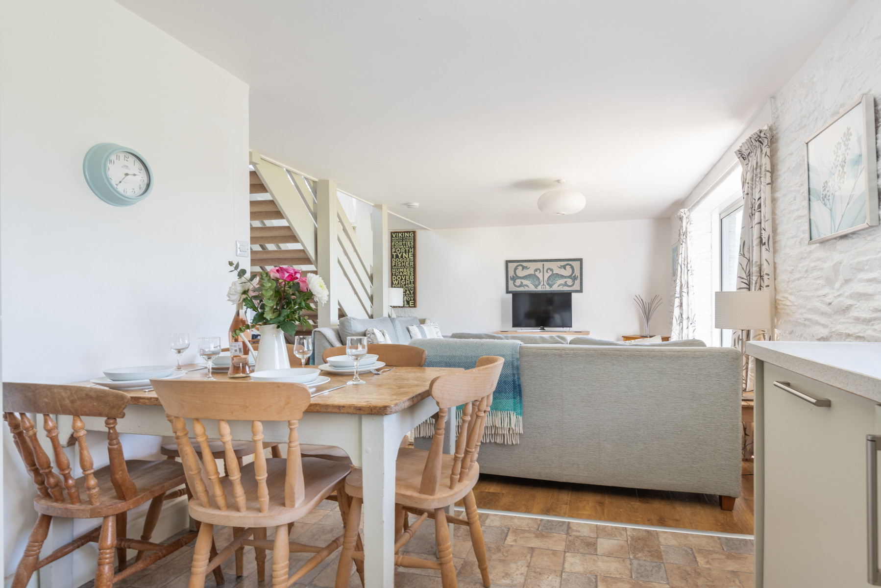 The dining area looking on to the sitting room.