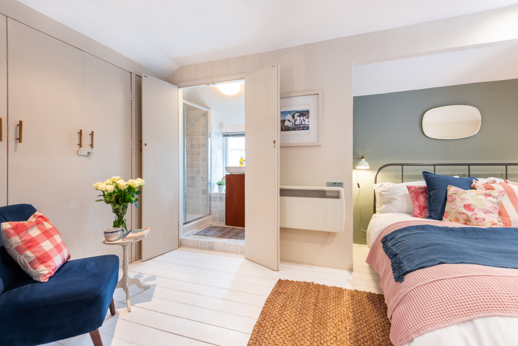 The top floor bedroom showing the en-suite
