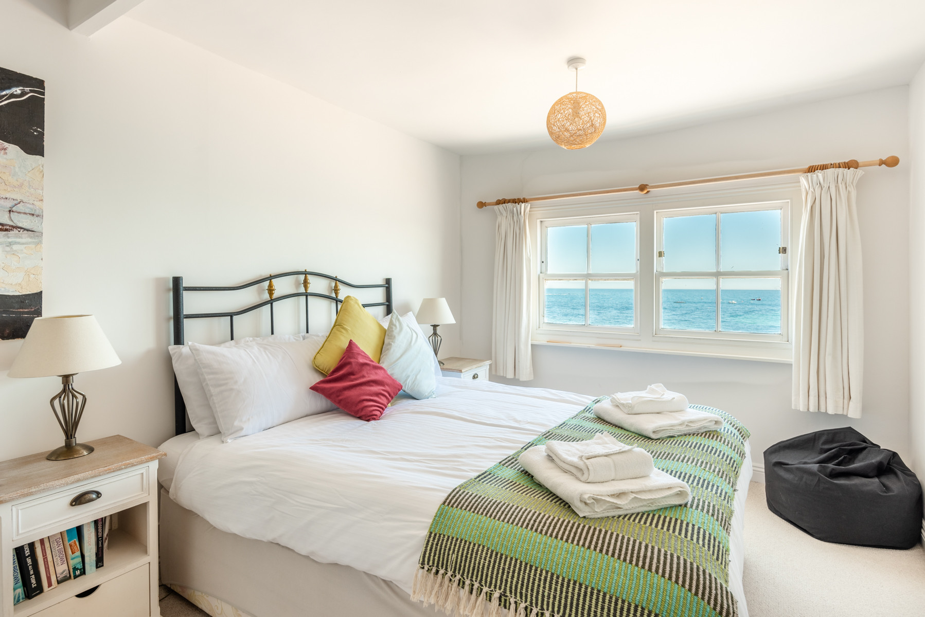 Bedroom 2 with Double 4ft 6inch bed and Sea views