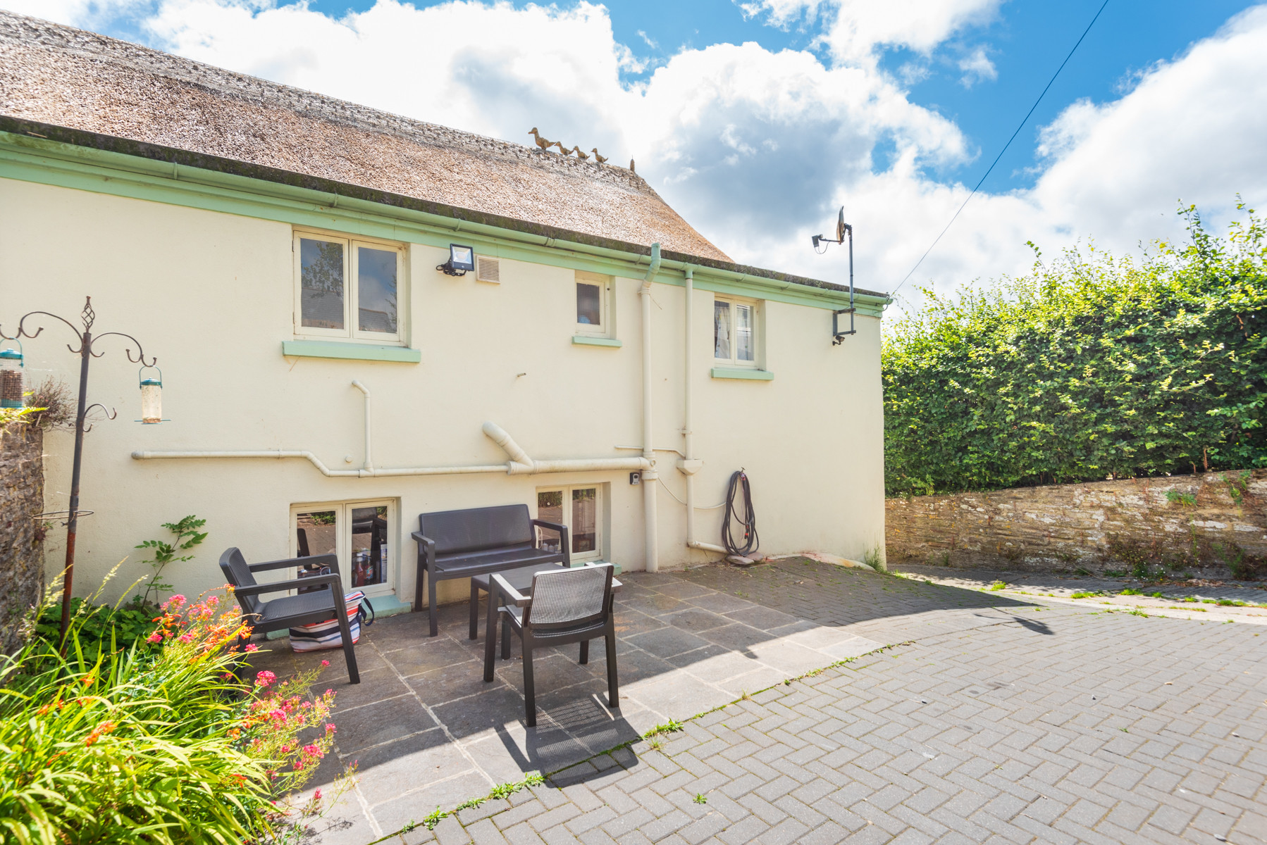 The rear terrace and parking 