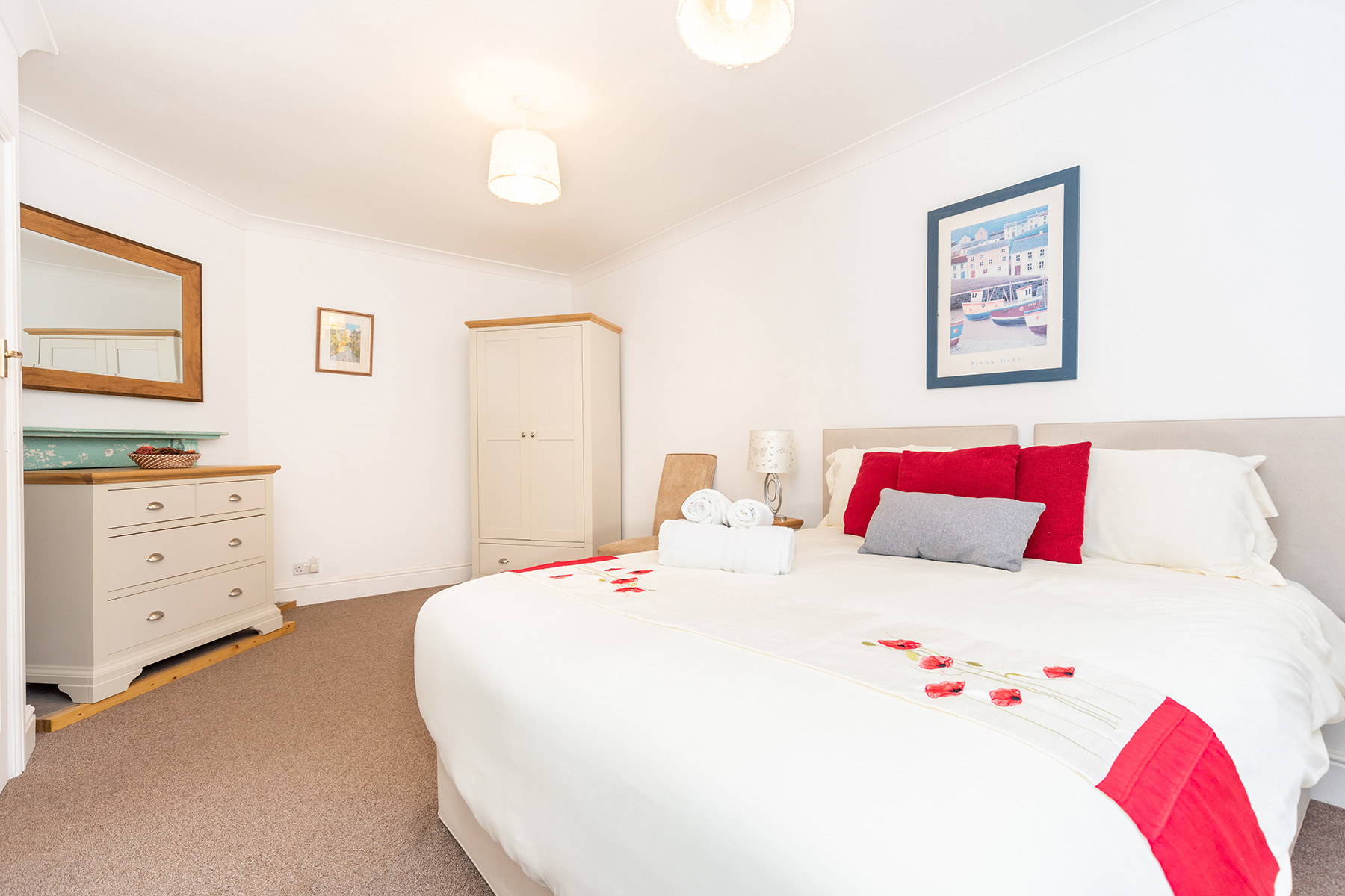 The spacious double bedroom.