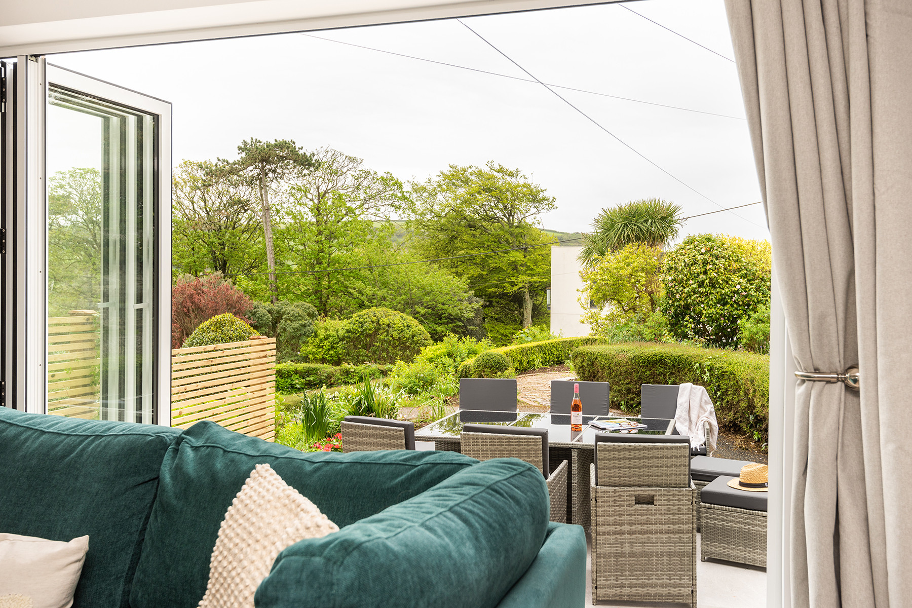 The bifold doors leading to the terrace.