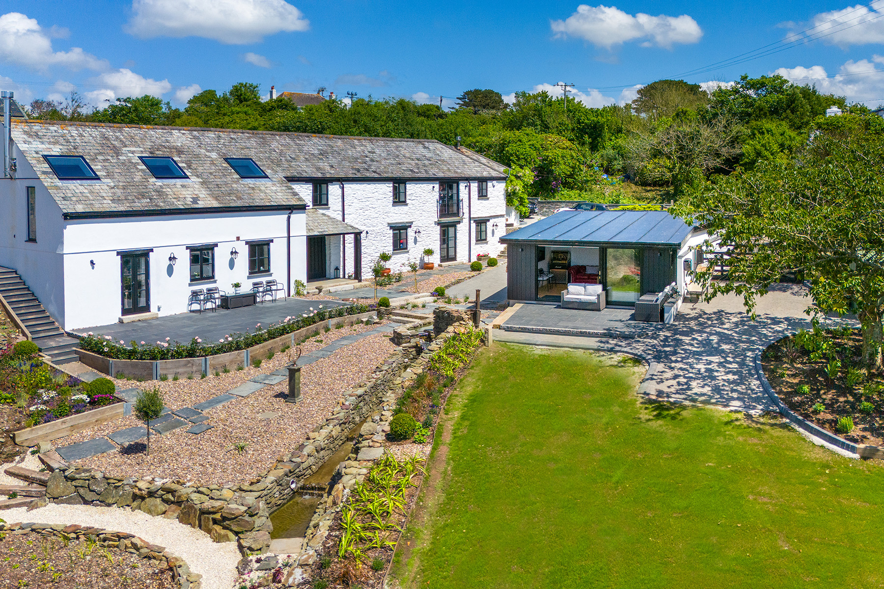 The front garden and games room