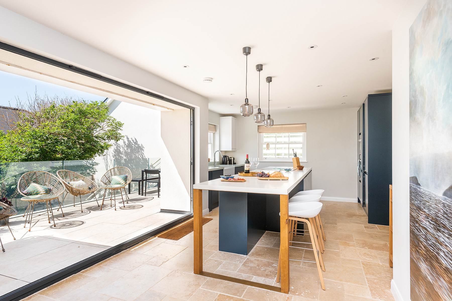 The stunning open plan kitchen with balcony.