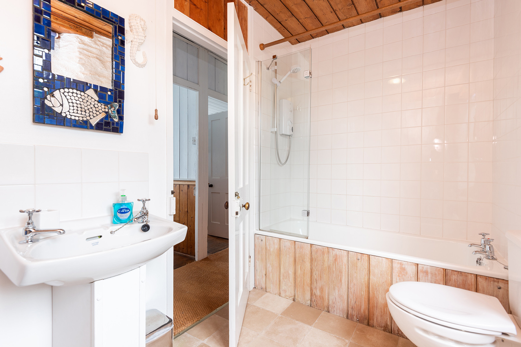 The bathroom. 
