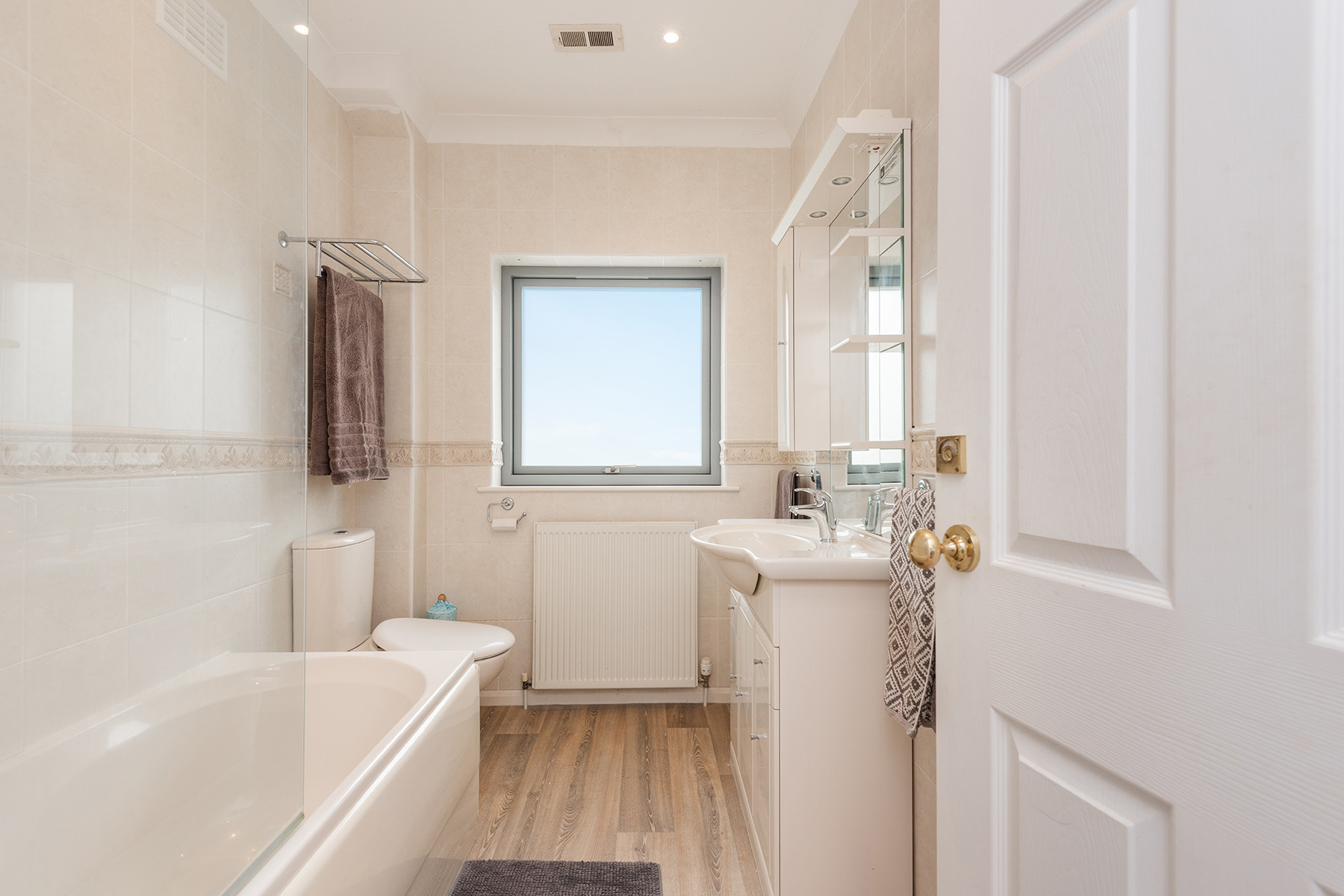 The family bathroom sits on the same level as the master and double bedrooms