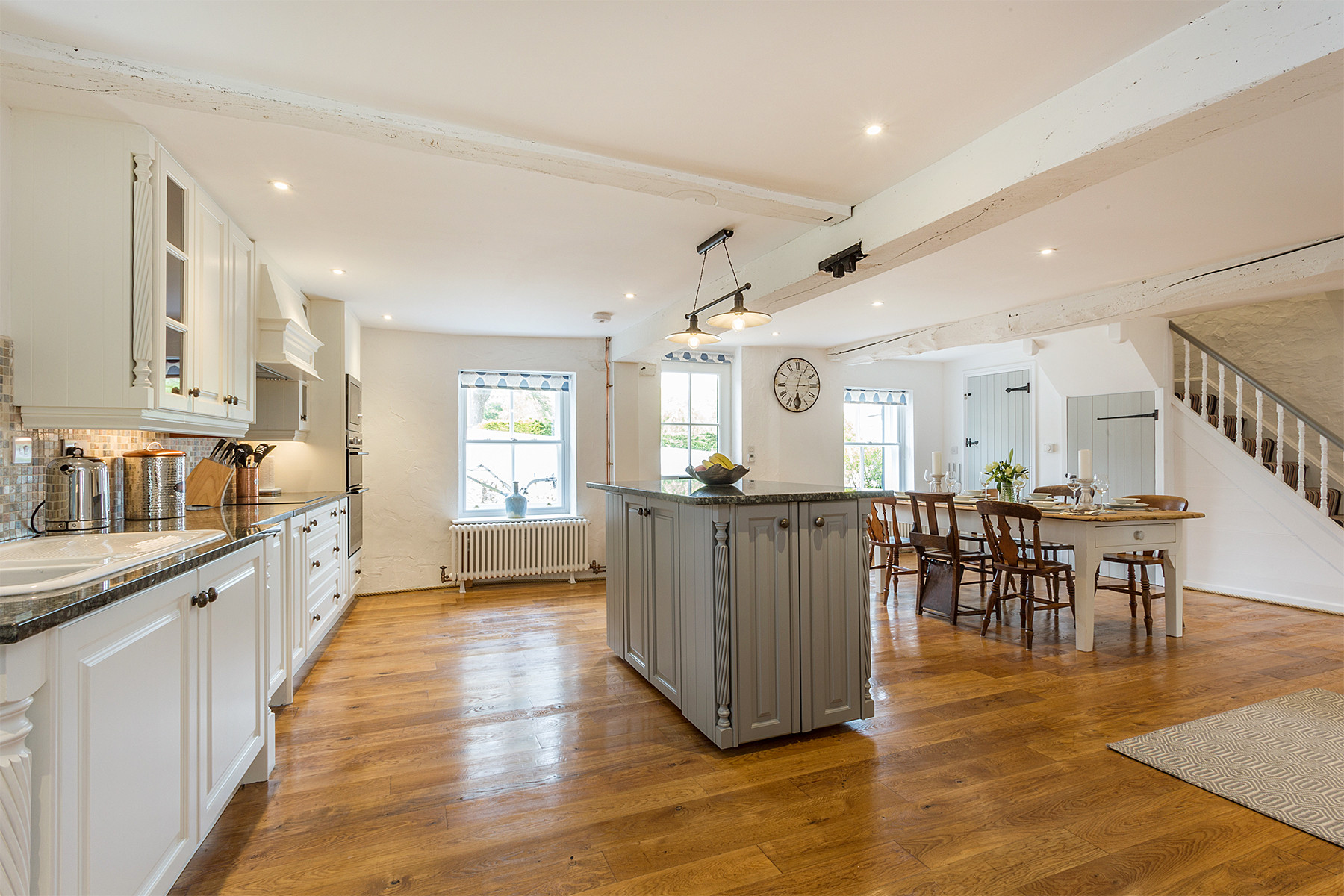 View across the kitchen to the dining area 