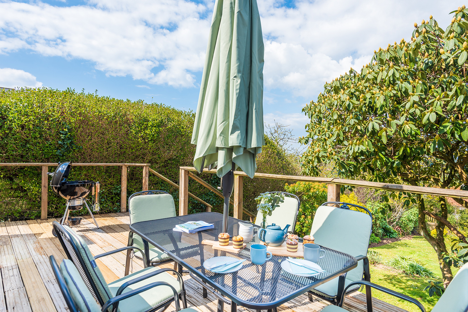 Decking seating for six, BBQ