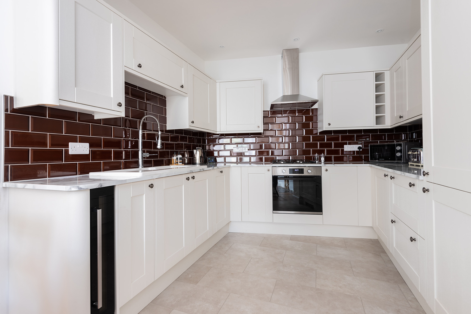 Fully integrated kitchen with wine fridge
