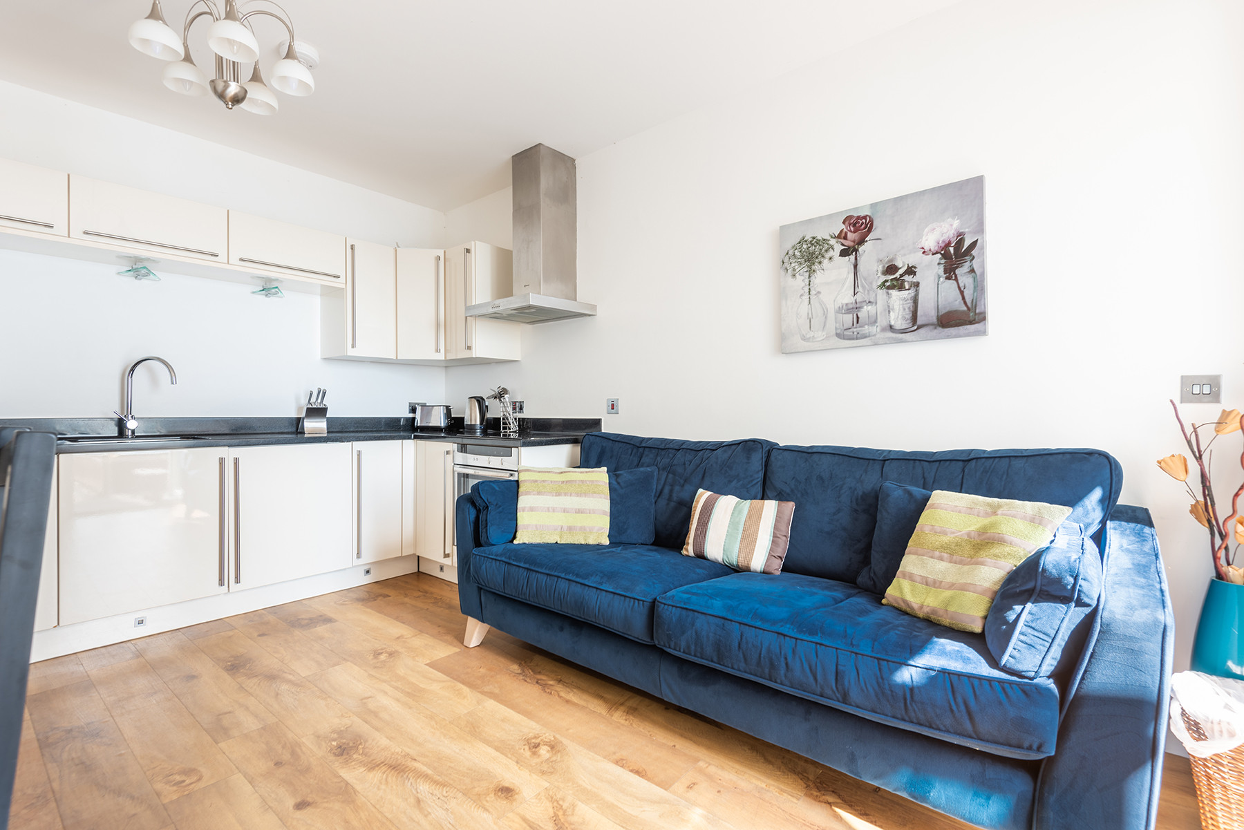 The open plan kitchen dining living space