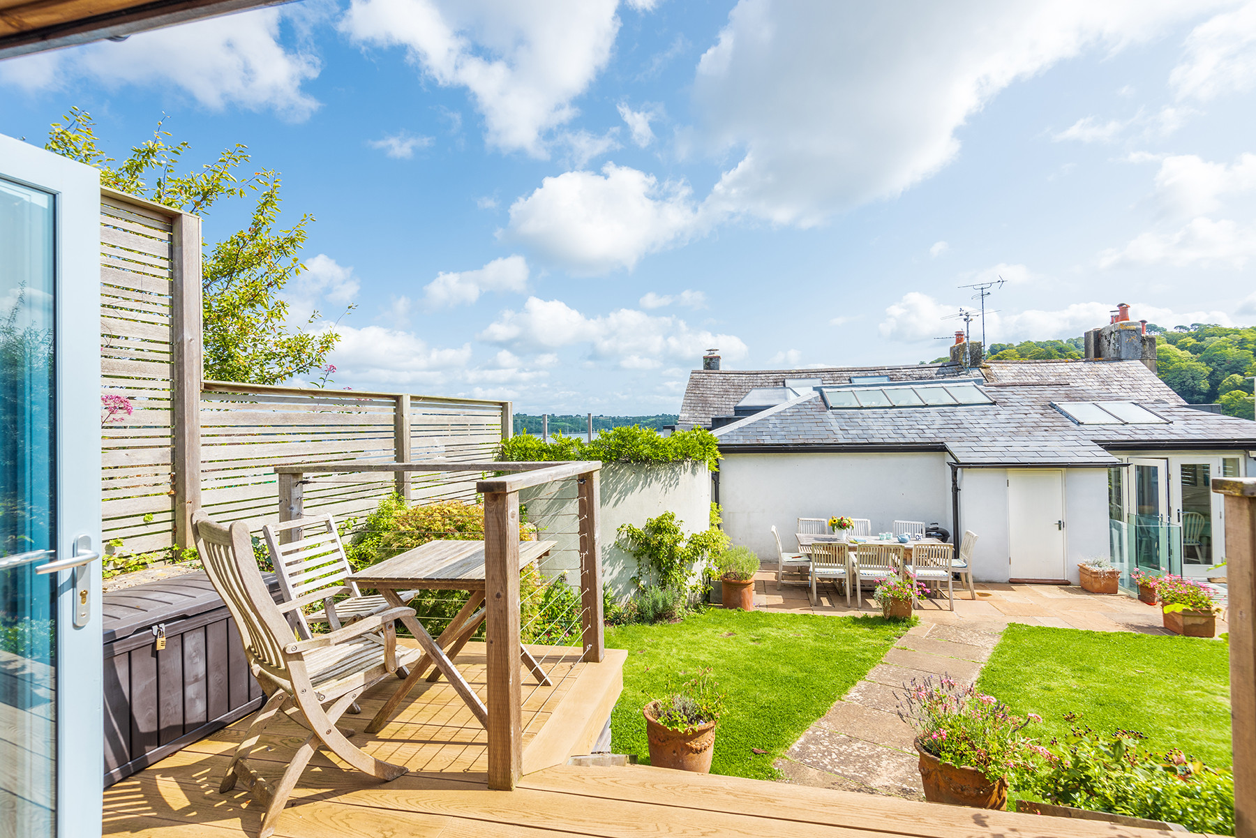 Studio's decked terrace with seating 