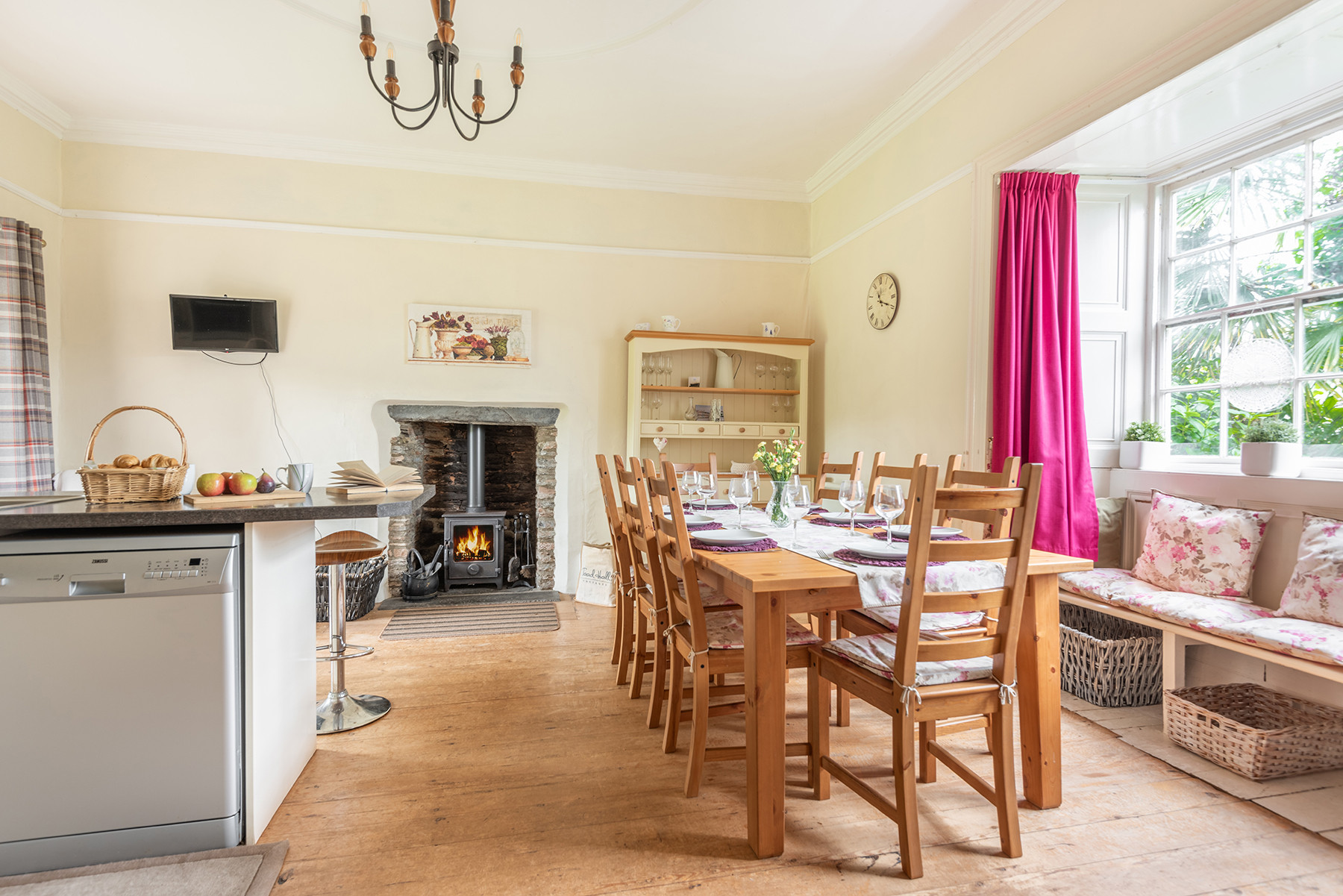 The bright, airy, well equipped kitchen.