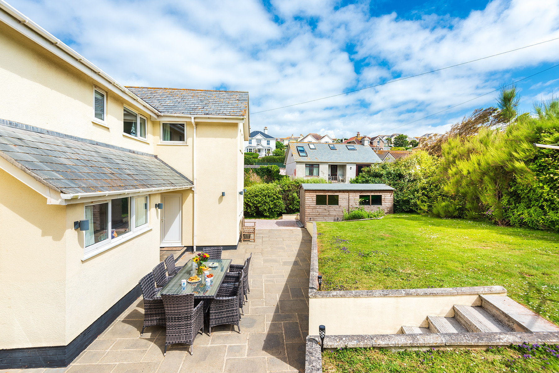 Another view of the lawn and patio. 