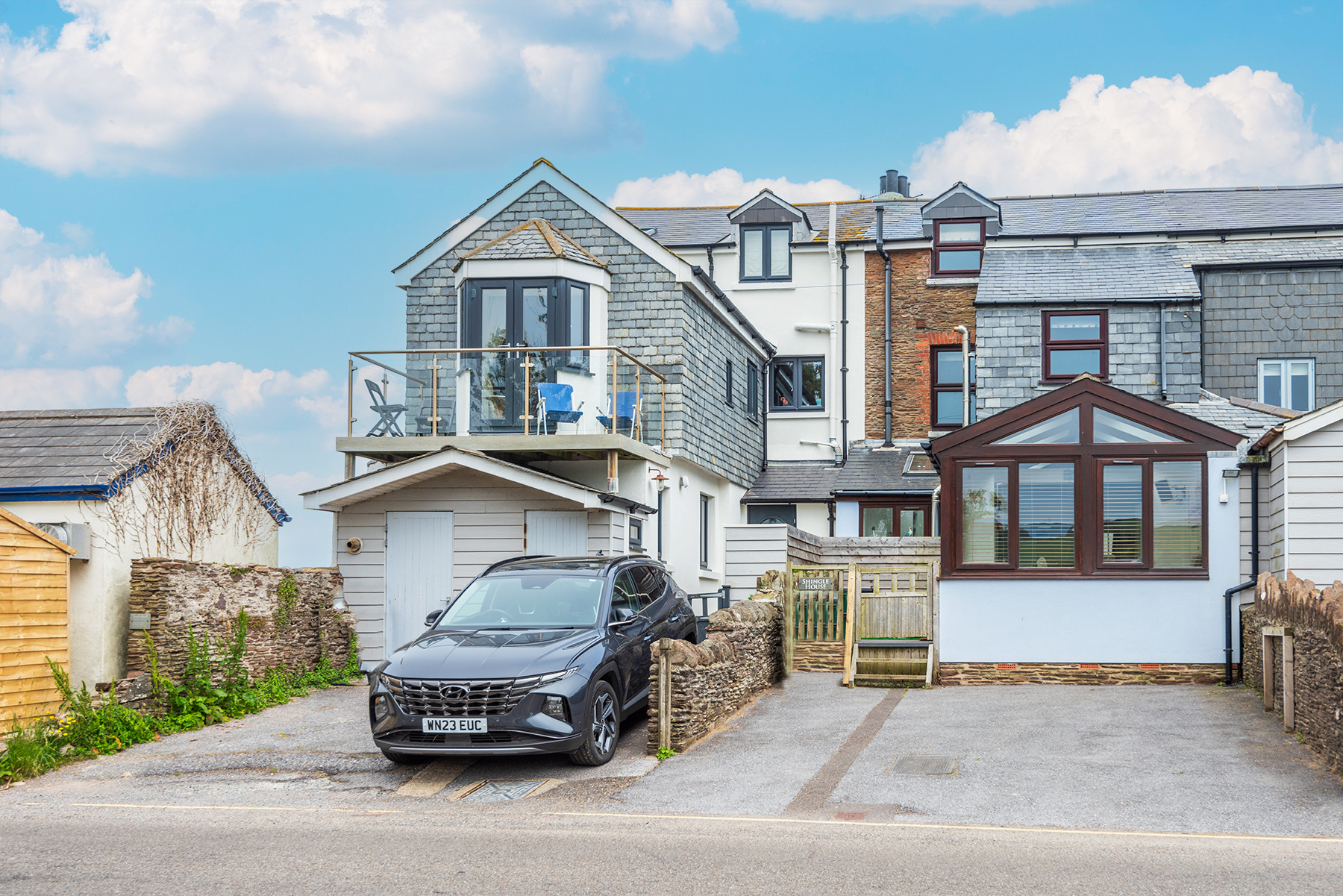 The off road parking area for 2 cars.