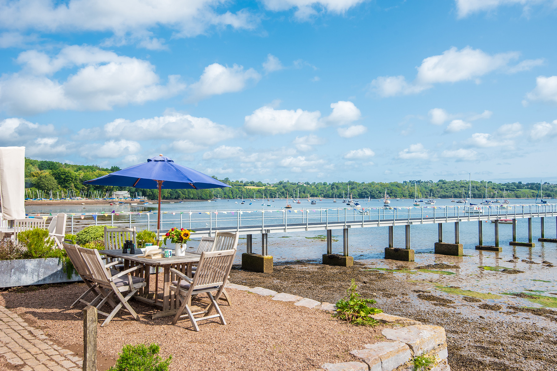 Front patio by steps leading to the beach (at low tide)