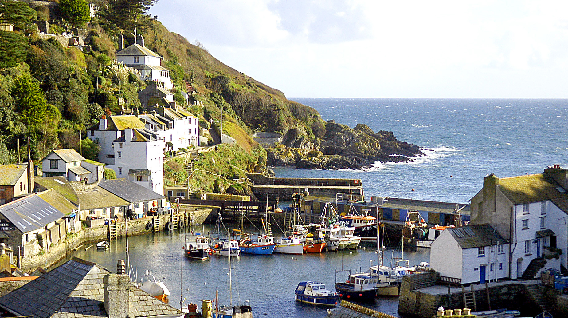 Polperro harbour, taken from high up in the hills