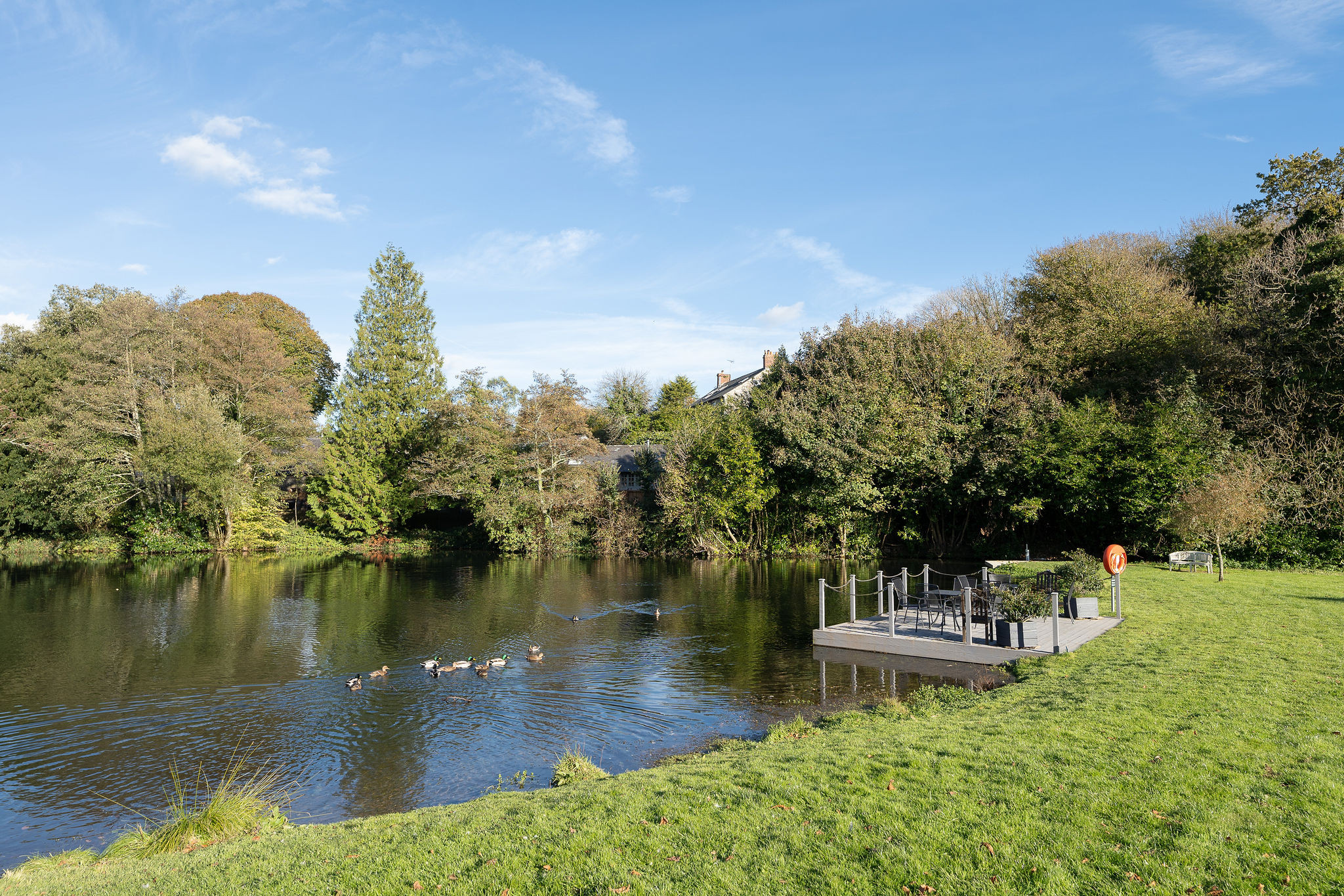 Lake within estate grounds