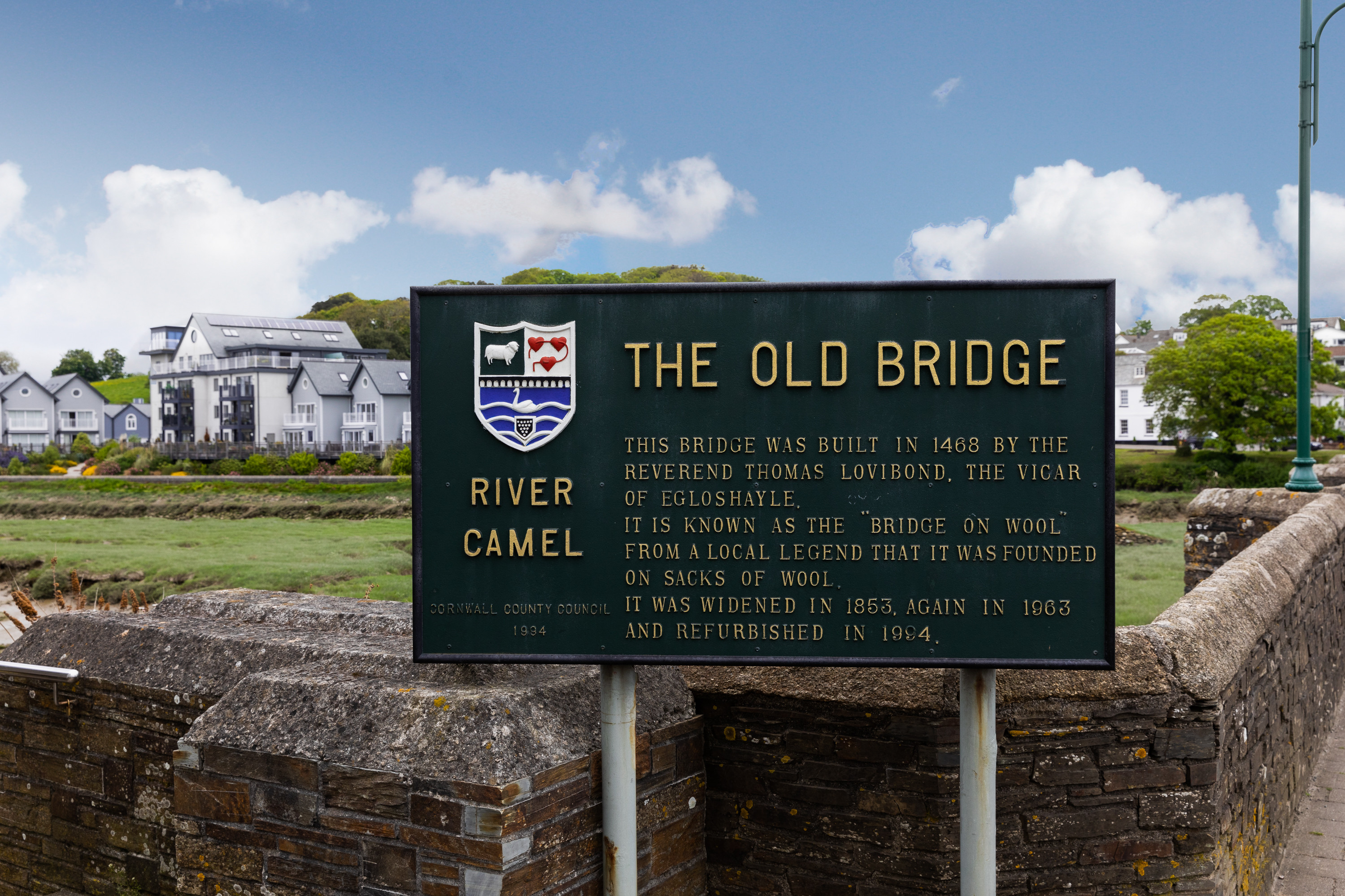 Wadebridge - The old bridge sign,