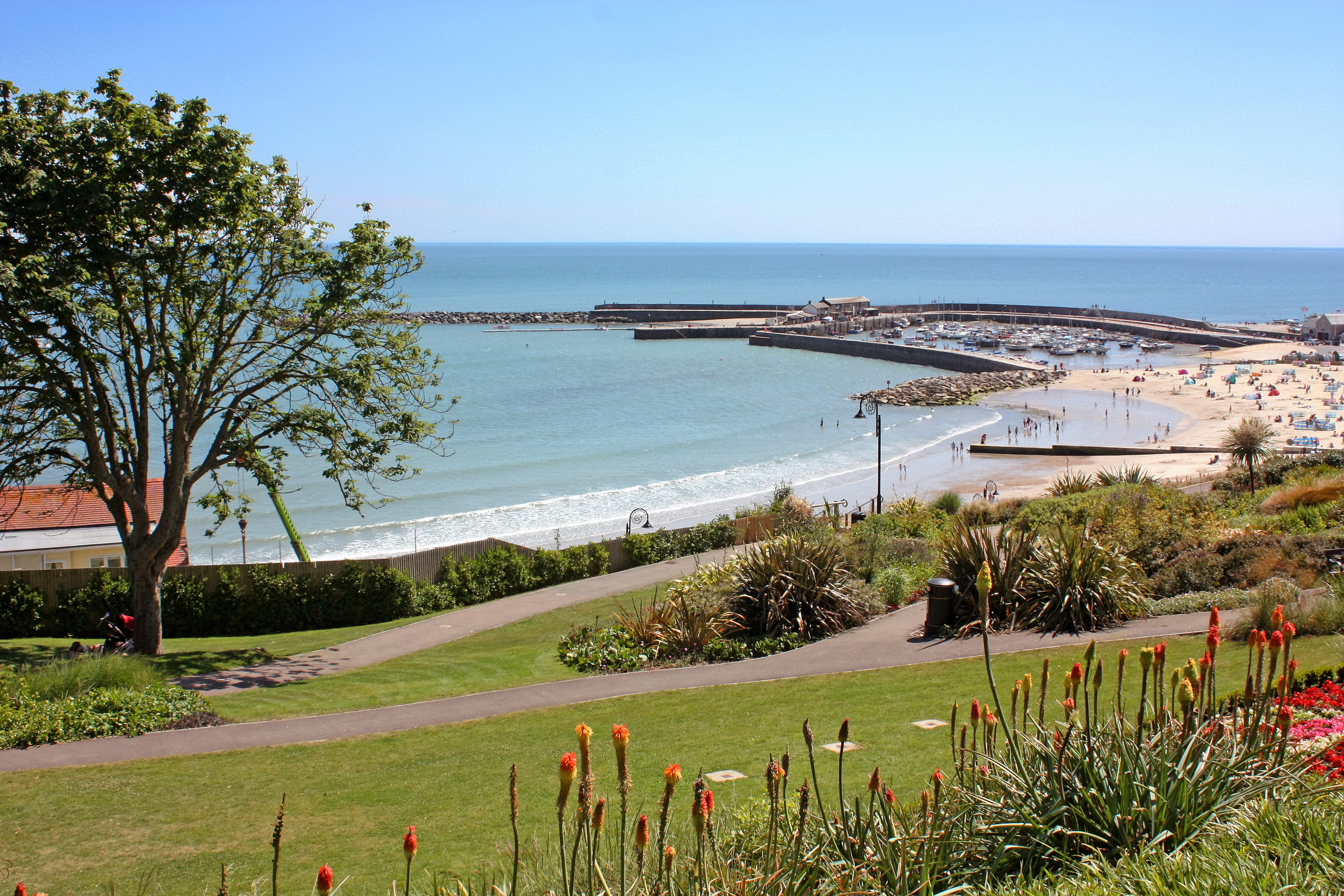 The gardens and beach at Lyme