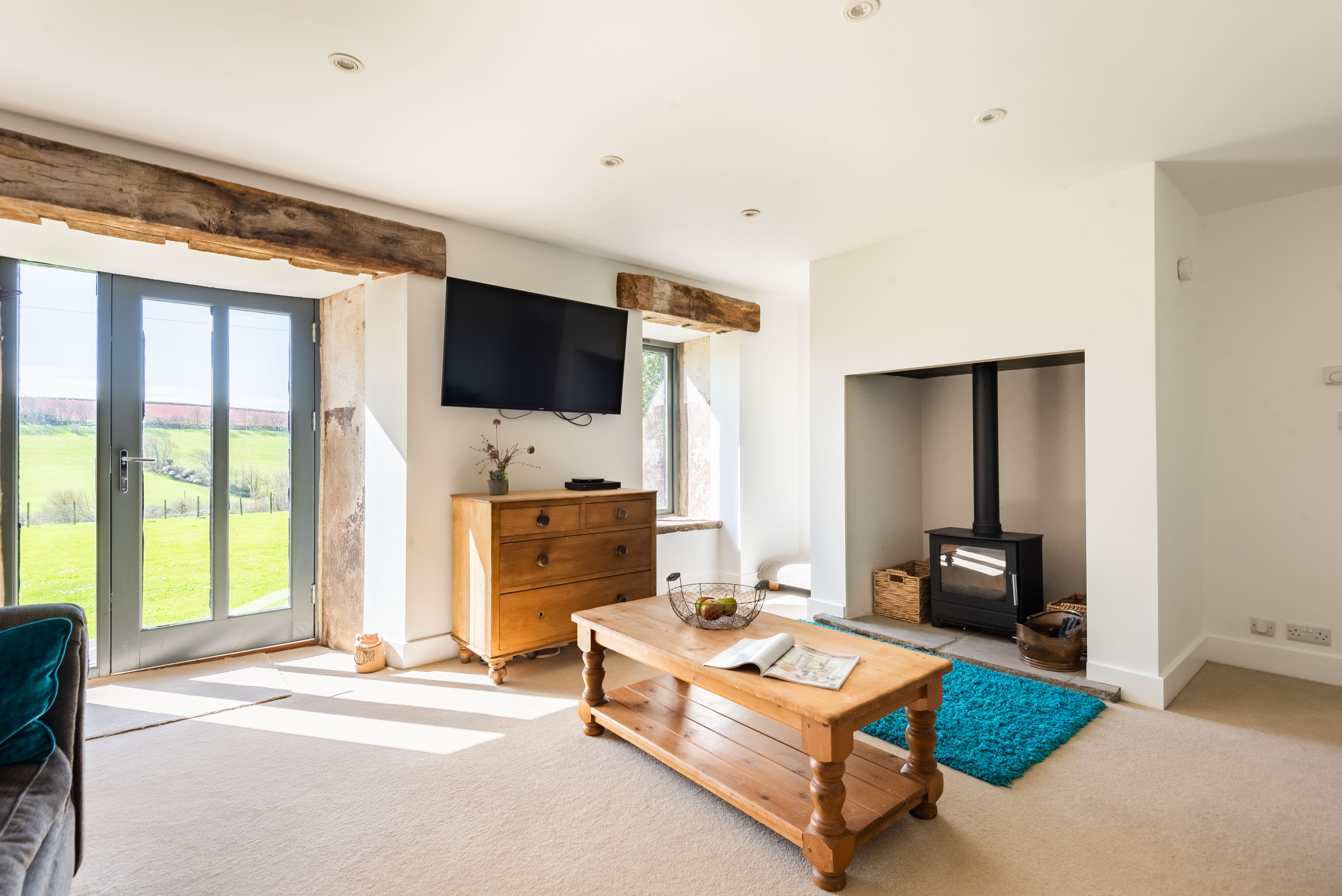 The lounge with  log burner