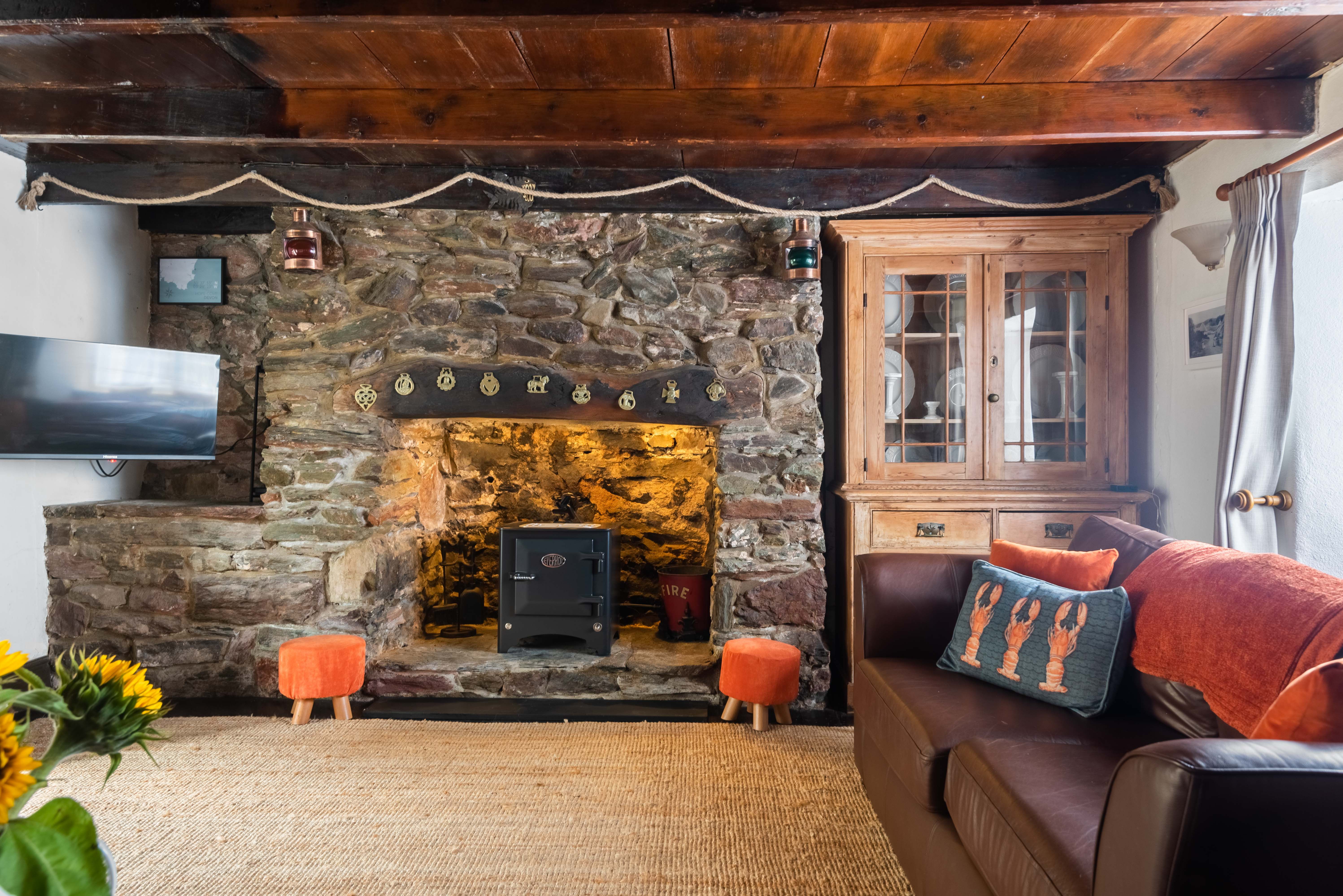Characterful with gorgeous stone fireplace.