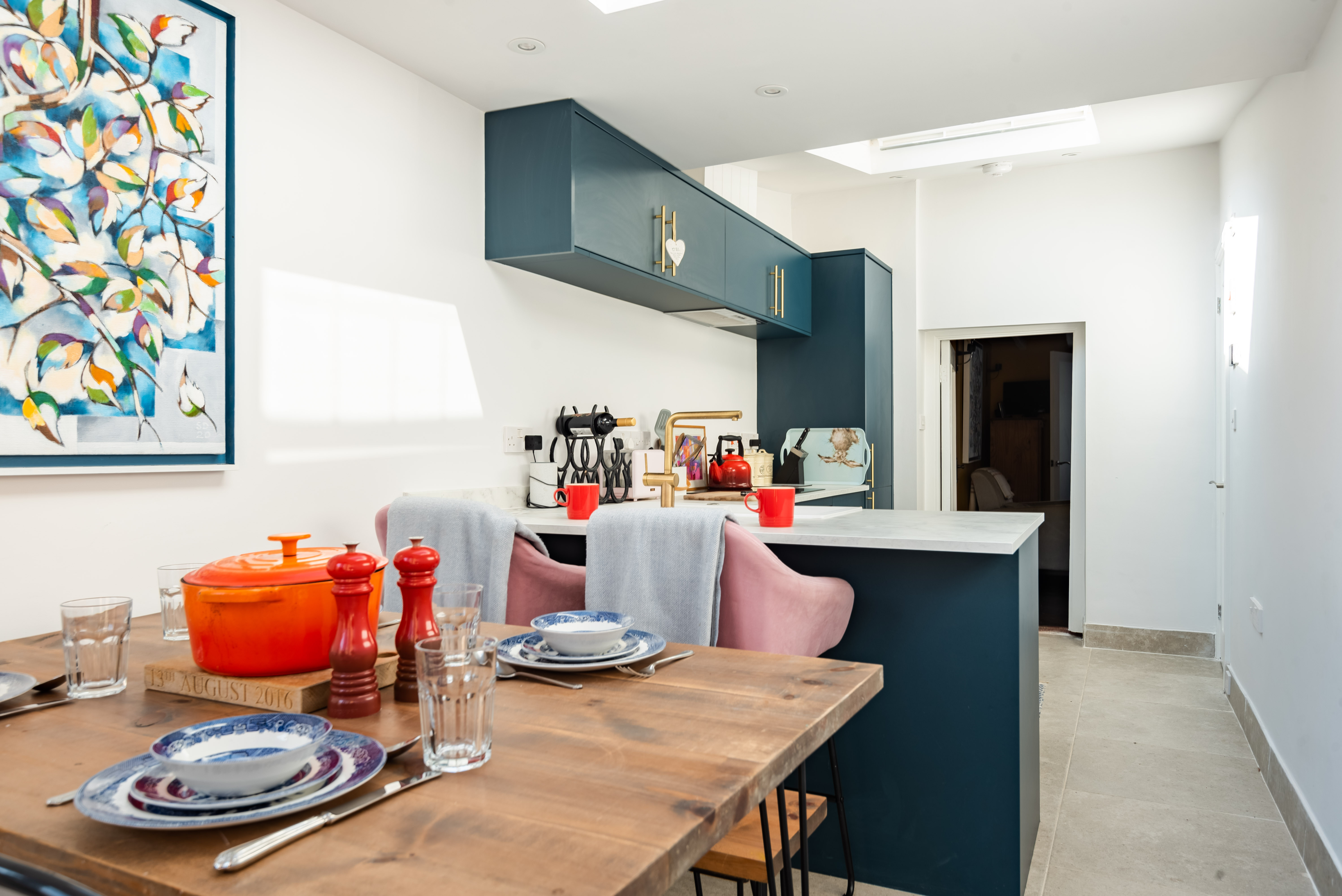 The kitchen diner at the rear of the cottage.