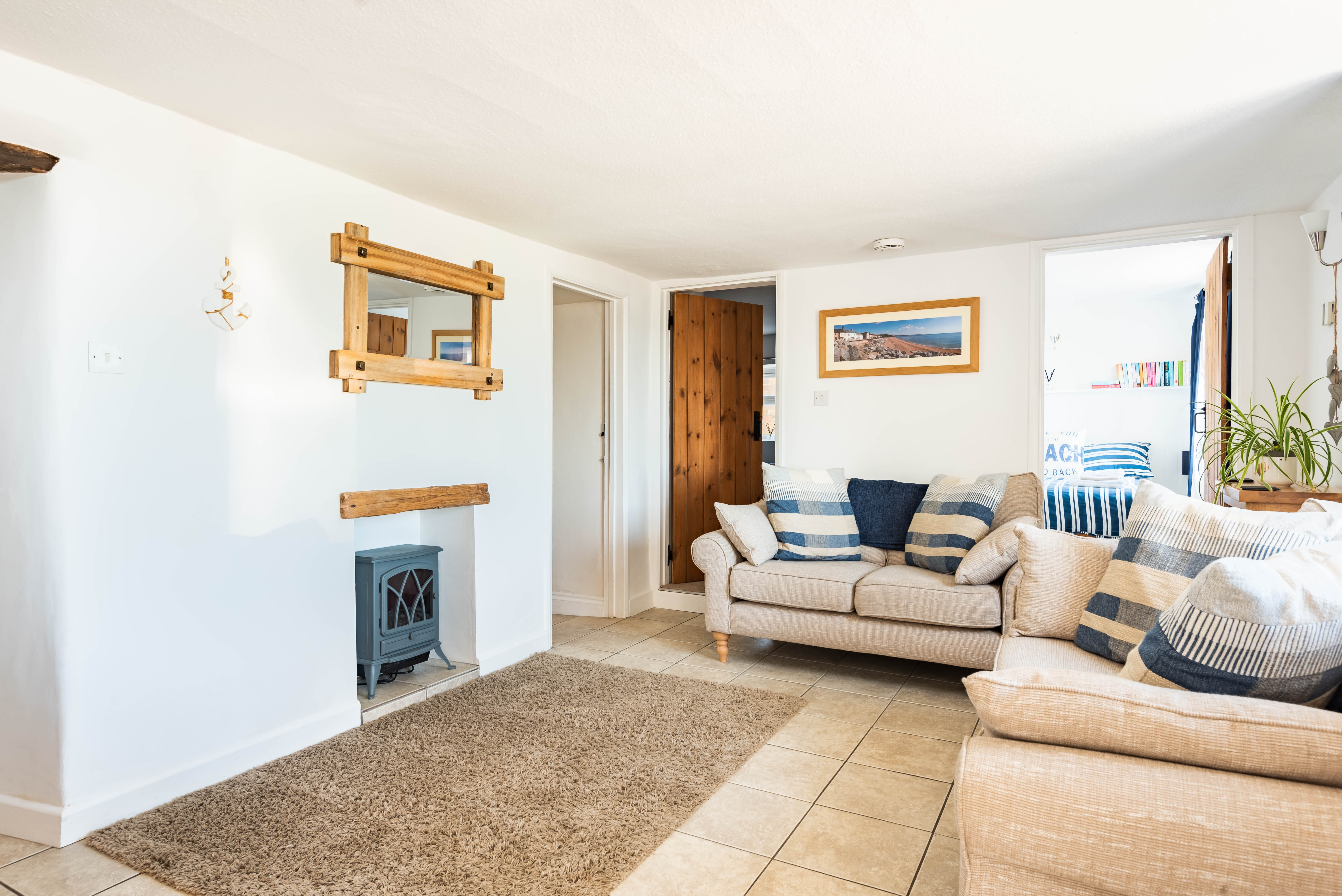 The lounge with electric log burner effect heater
