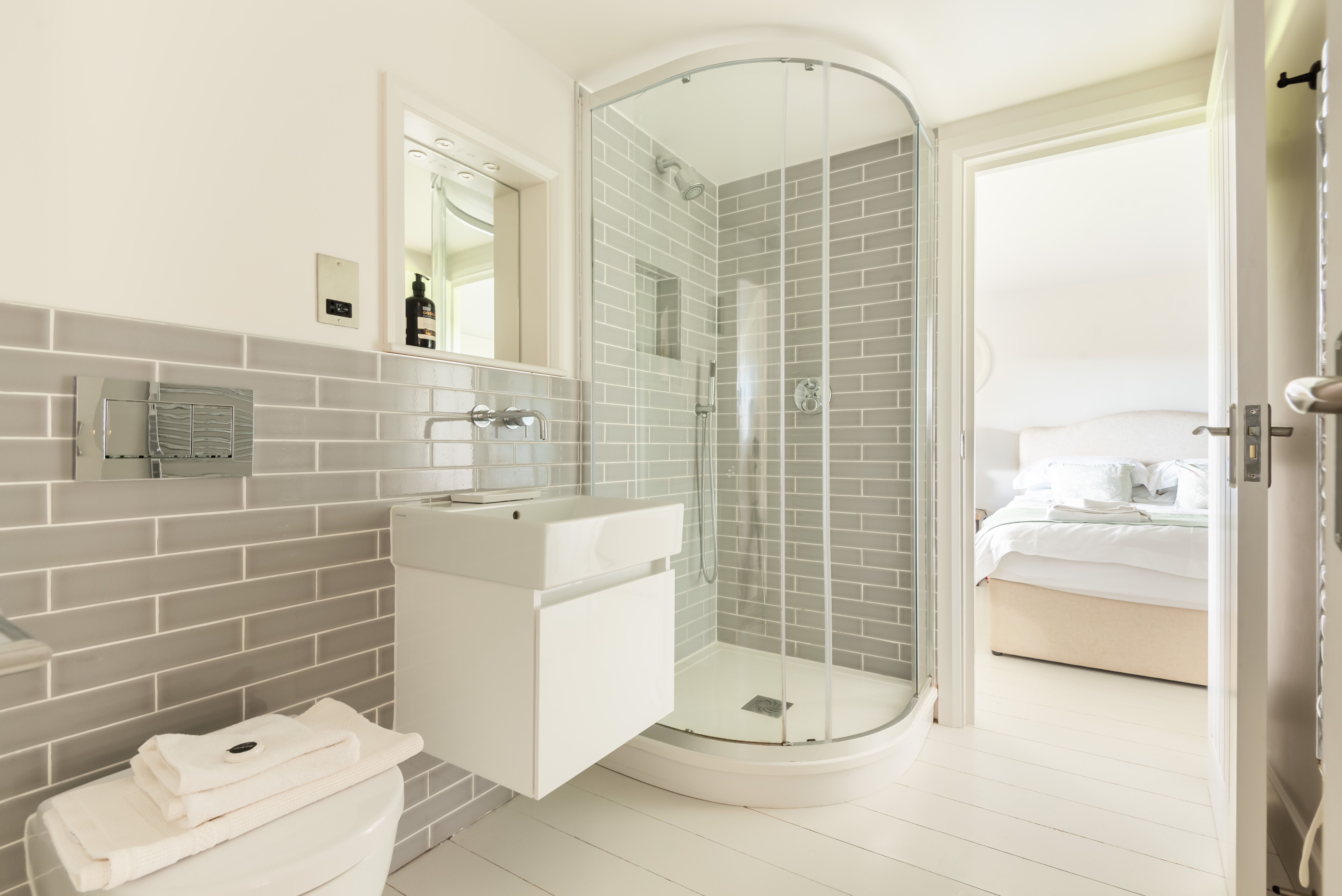 The Master bedroom en suite shower room (can also be accessed from dorm room)