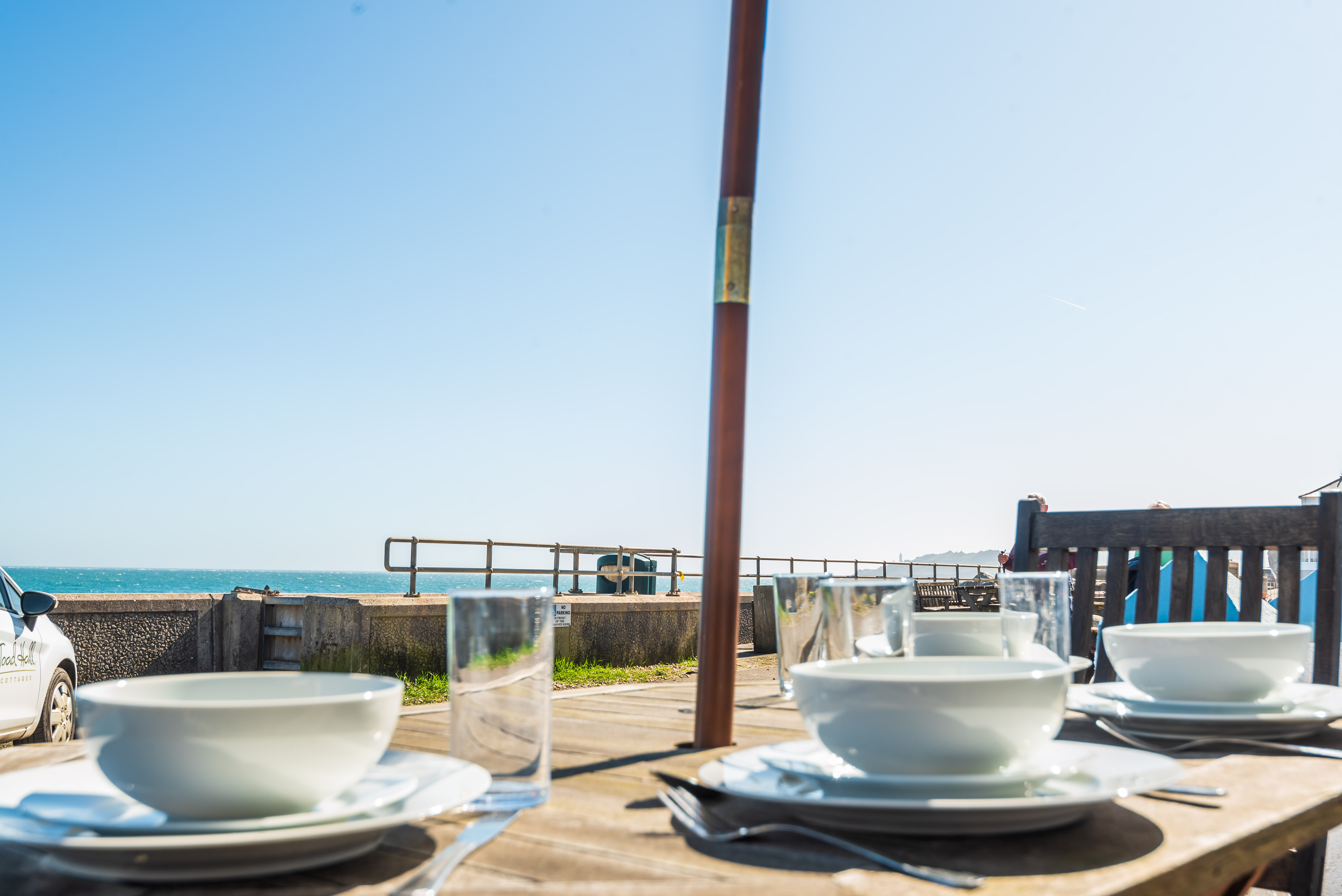Views and al fresco dining sat outside The Old Post Office, Beesands