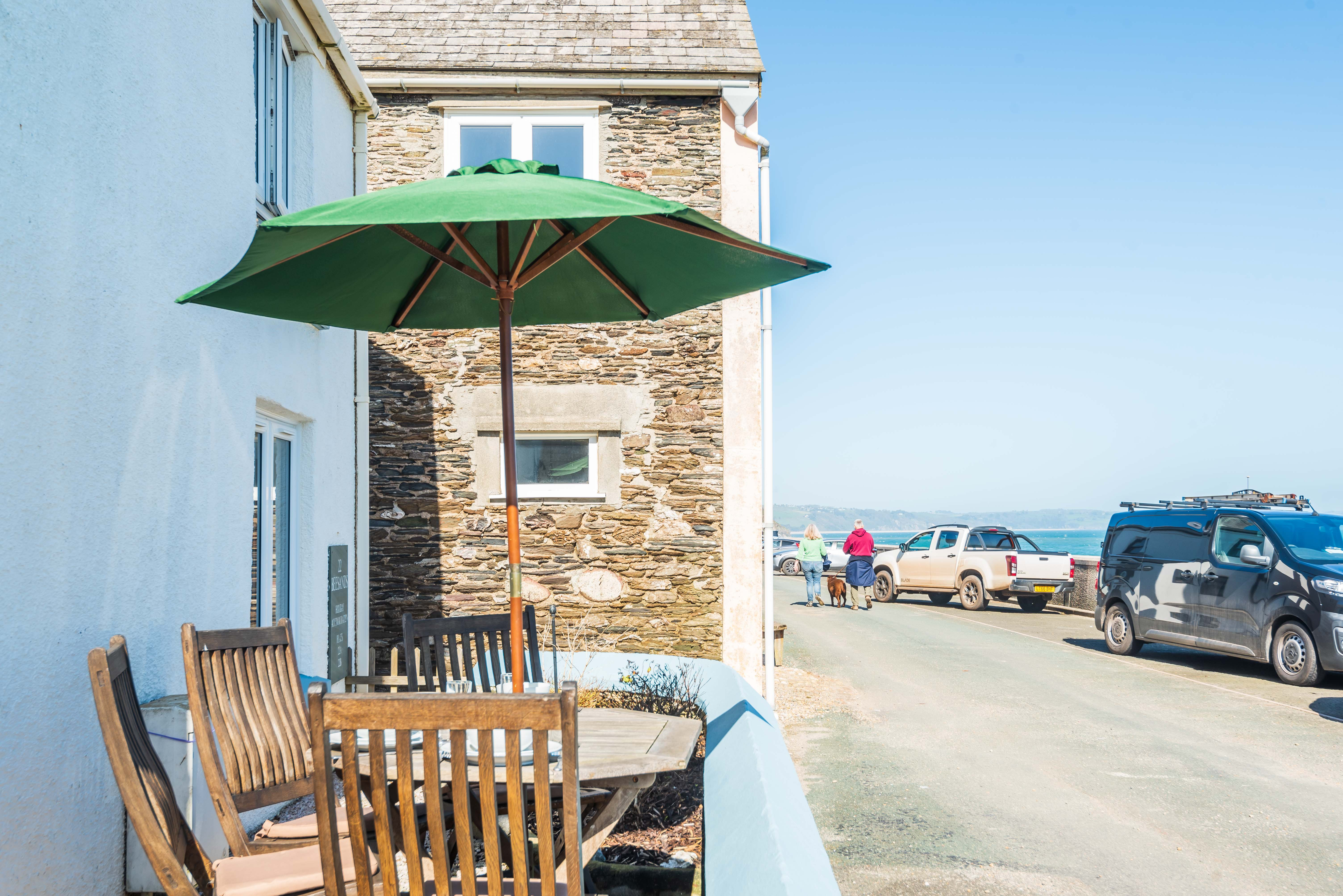 The terrace at the front of the property